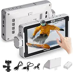 VILTROX Monitor De Campo Para Câmera Com Tela Sensível Ao Toque Dc-V1 De 5,5 Polegadas, Monitor De Câmera Dslr Hdmi 4K Com Proteção Solar De Bateria, Entrada E Saída, Pico De Foco, Assistência 3D L
