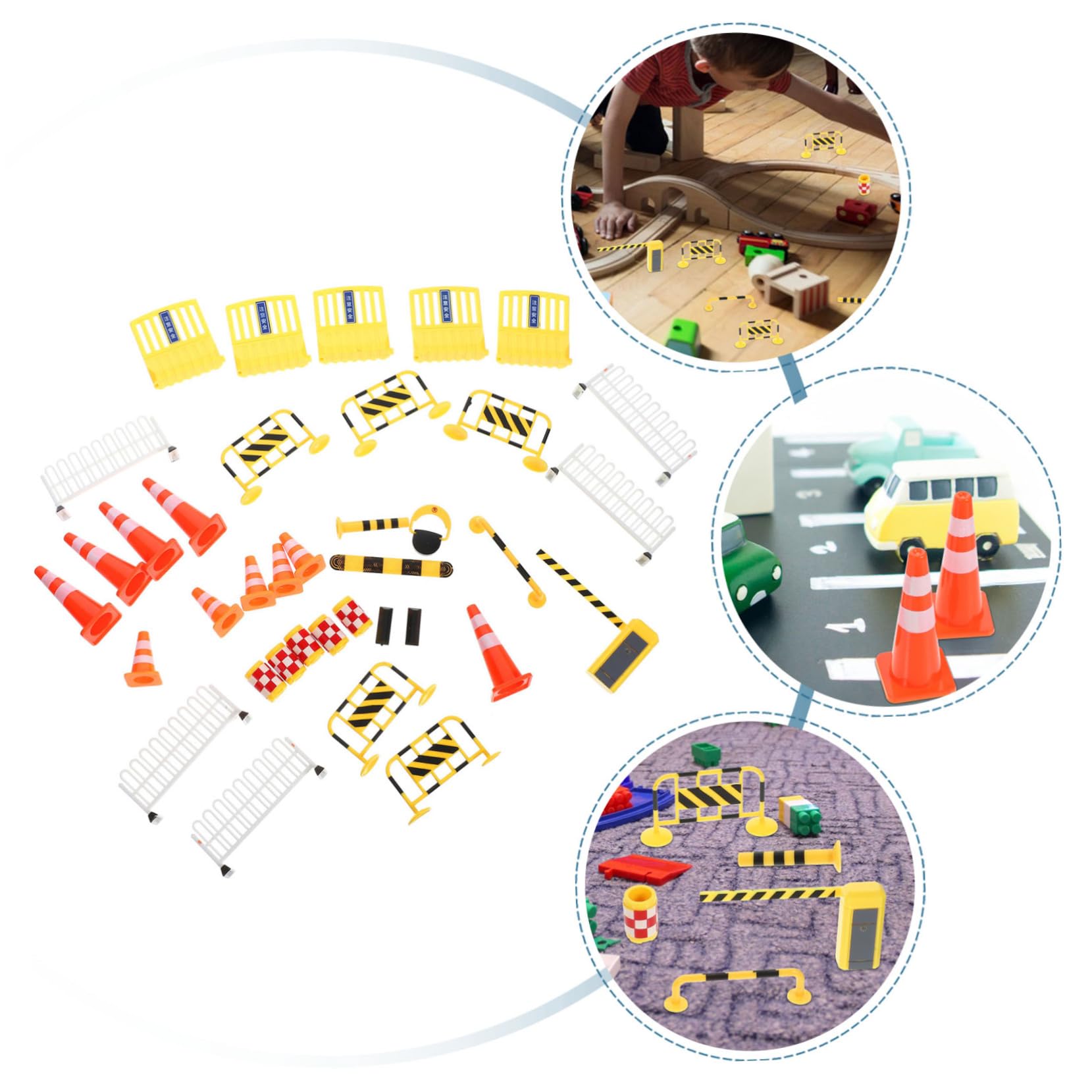 VILLCASE 5 Sets Road Block Toys for Boys and Girls Play Traffic Sign Set Small Traffic Cones Boys and Girls