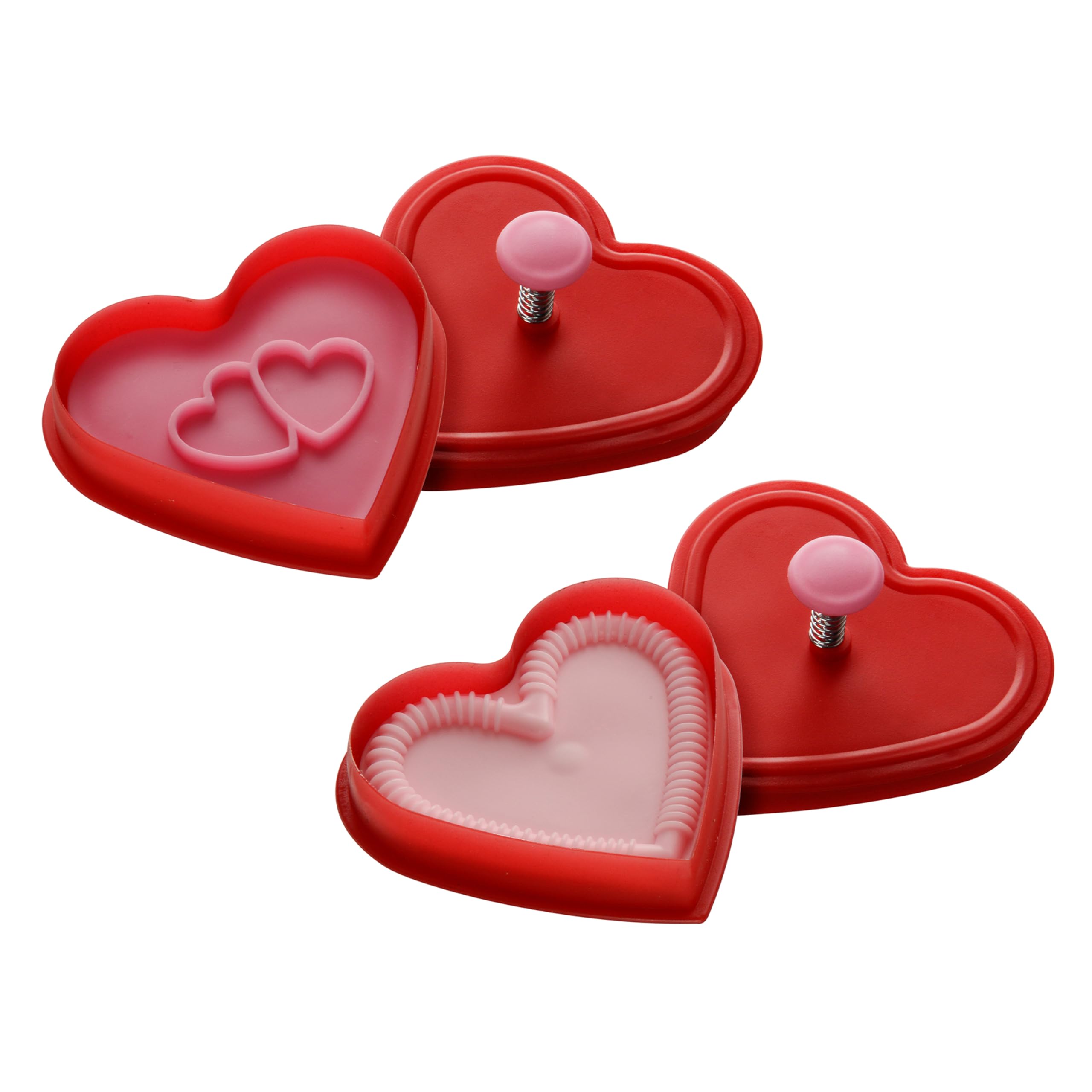 Premier Red Housewares Heart-Shaped Cookie Cutters Set Of 2 With Spring Stamp, Decorative Baking Set