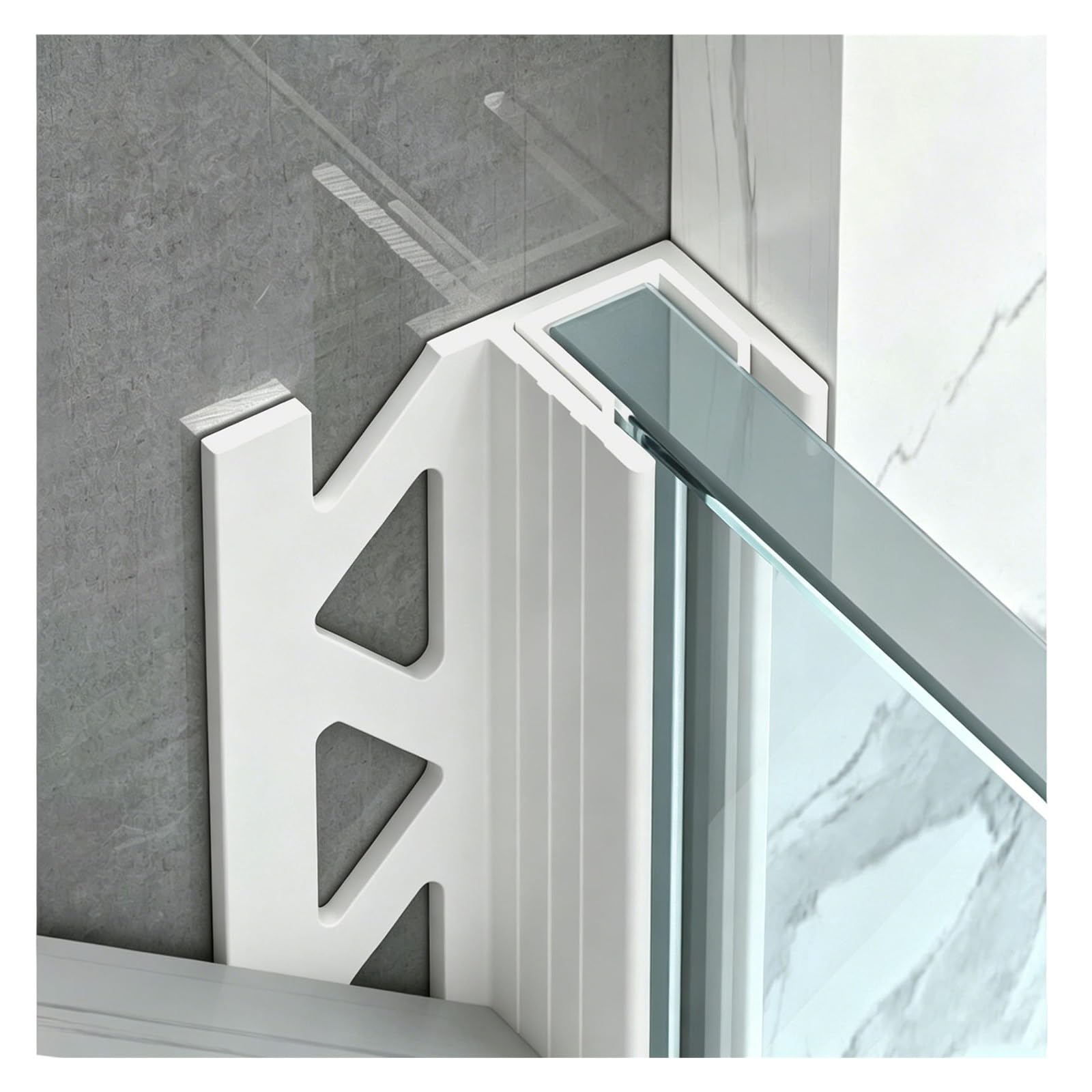 U profundo de aluminio Perfil Empotrado Para Puerta De Vidrio Sin Marco (apto Para Espesor De 12 Mm), 2 Rieles De Ducha De Aluminio En Forma De F Con Junta(White,180cm/5.9ft)