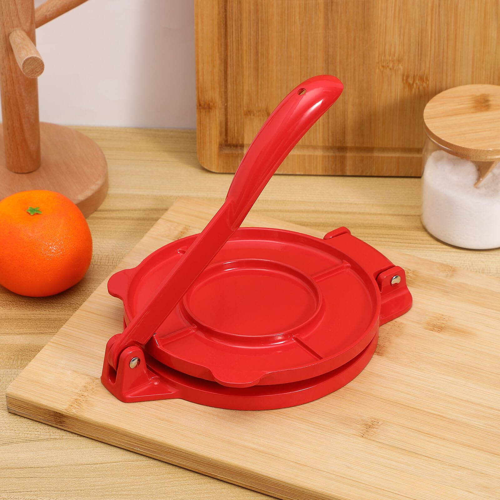 DOITOOL Prensa para Tortillas de Harina 16,5 Cm Aluminio Rojo Máquina para Hacer Tortillas de Masa Acero Profesional Cocina Doméstica Utensilio de Preparación de Alimentos
