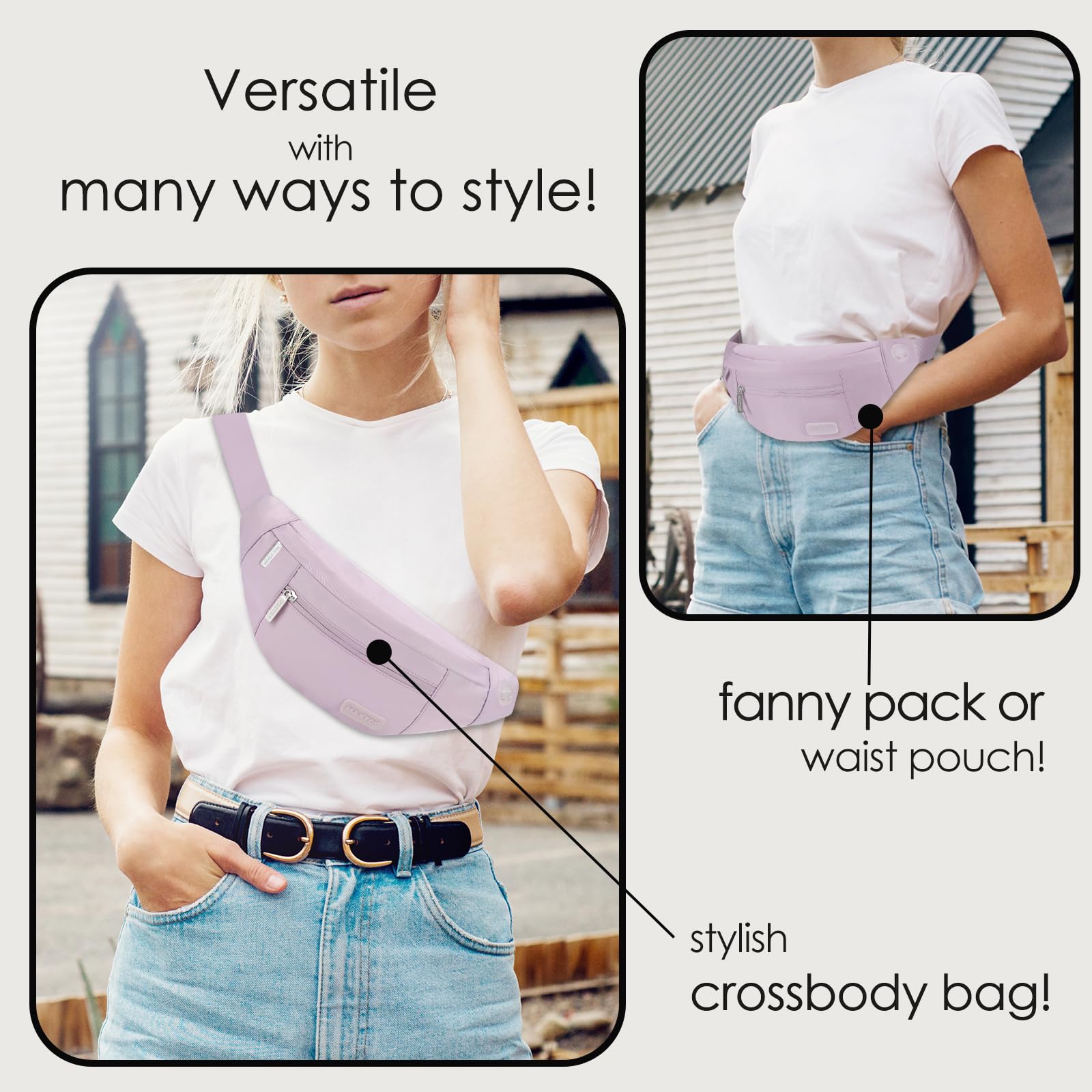 MAXTOP Marsupio grande per donna e uomo, marsupio con attacco per cuffie e 4 tasche con zip, cintura regolabile per ciclismo, corsa, jogging, viaggio, outdoor, allenamento