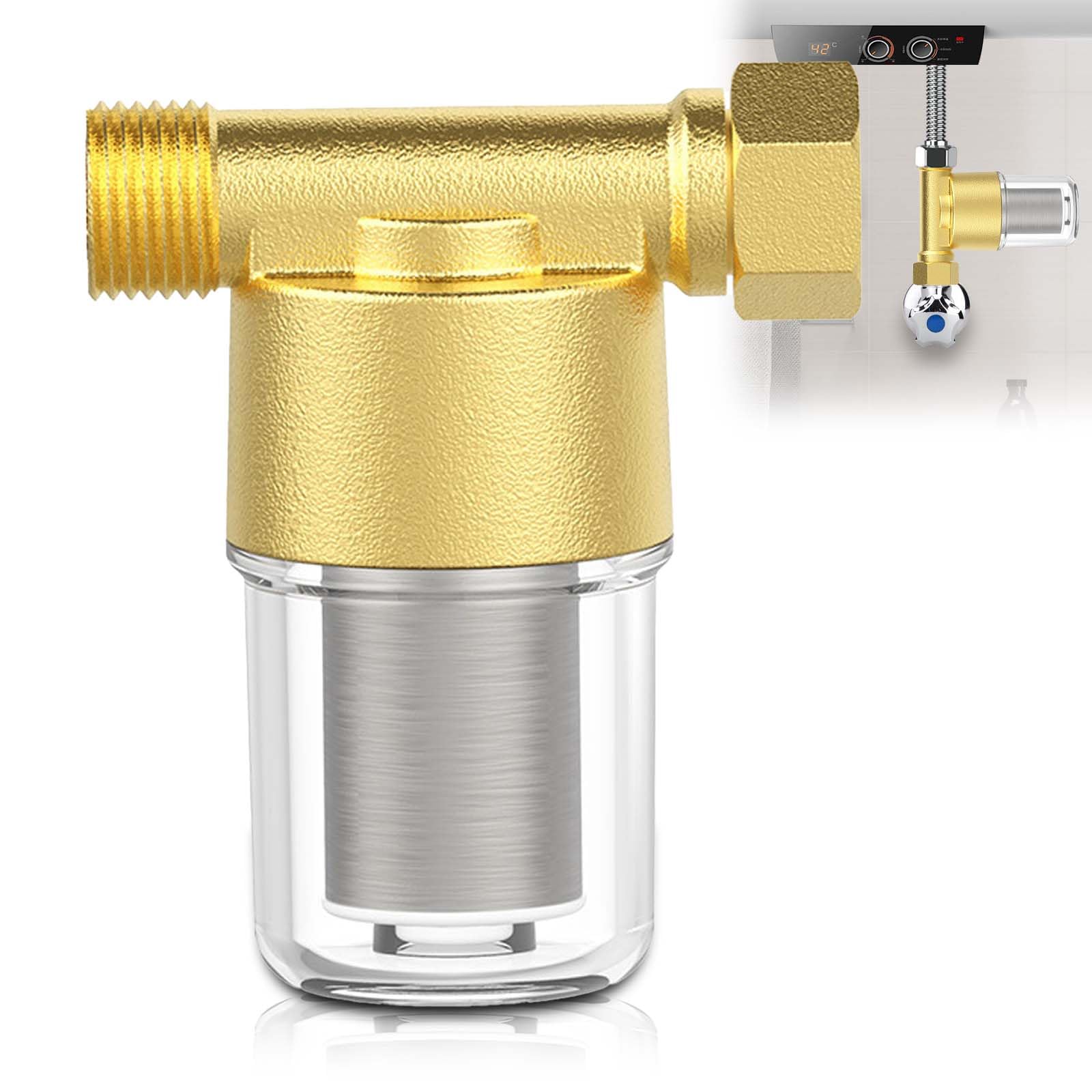 Filtro de agua de 1/2 pulgadas con elemento de acero inoxidable 304 de 40 μm, malla en línea, bomba de agua, latón para tuberías de baño