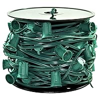 Vista 1 de C9 - Carrete de alambre verde navideño con carrete a granel, espacio de 12 pulgadas, base intermedia (C9/E17), SPT-1 (100 pies)