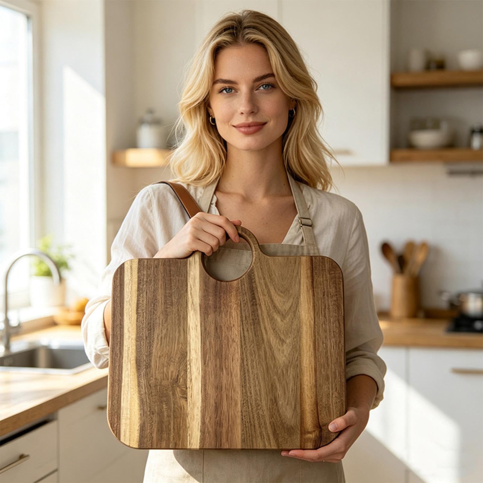 Tabla de Cocina Bolsa Antideslizante para Exhibición en Cocina | Tabla de Madera para Queso Alimentos Verduras Frutas Queso Charcutería Aperitivos Hogar Encimera Apartamento