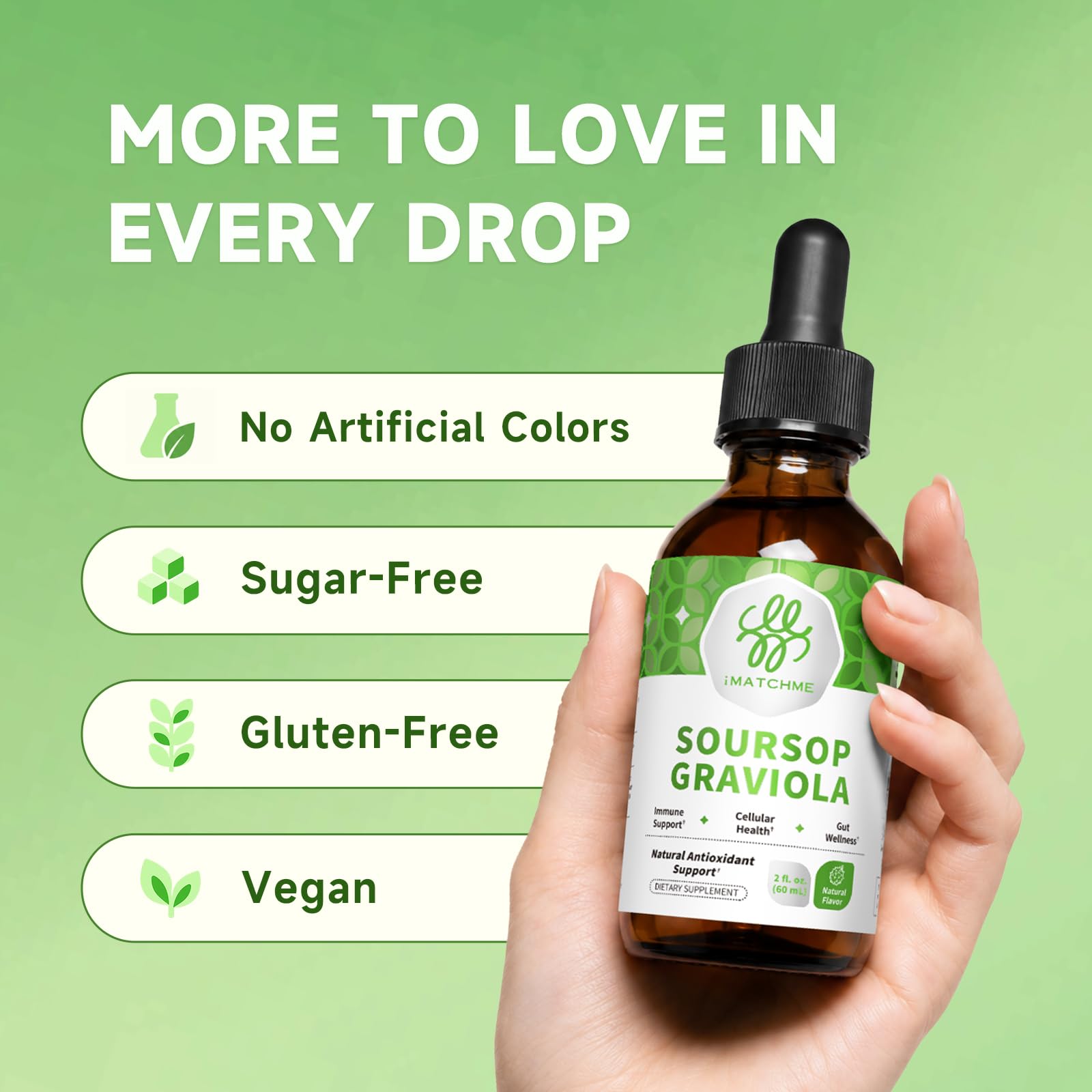 Soursop Graviola Liquid Drop for Cell Support & Regeneration, Immune System and Gut Health Support, Soursop Bitters Liquid, Herbal Goodness, Sugar/Gluten Free, Natural Flavor, 2 Fl Oz — Amazon image 8