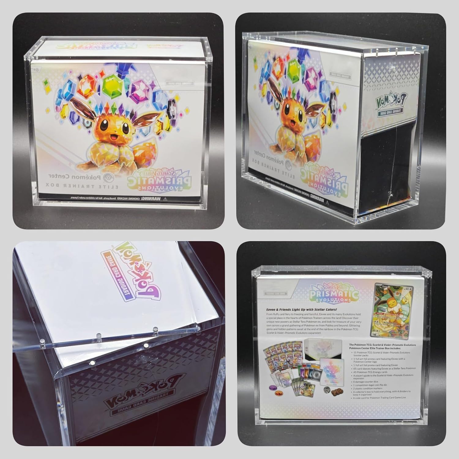 ETB Acrylic Case 2Pack, Clear Acrylic ETB Protector for TCG Elite Trainer Box | 5mm Thick with Magnetic Lid, UV Blocking & Dust Proof ETB Display Case | Stackable Storage Showcase for Collectors
