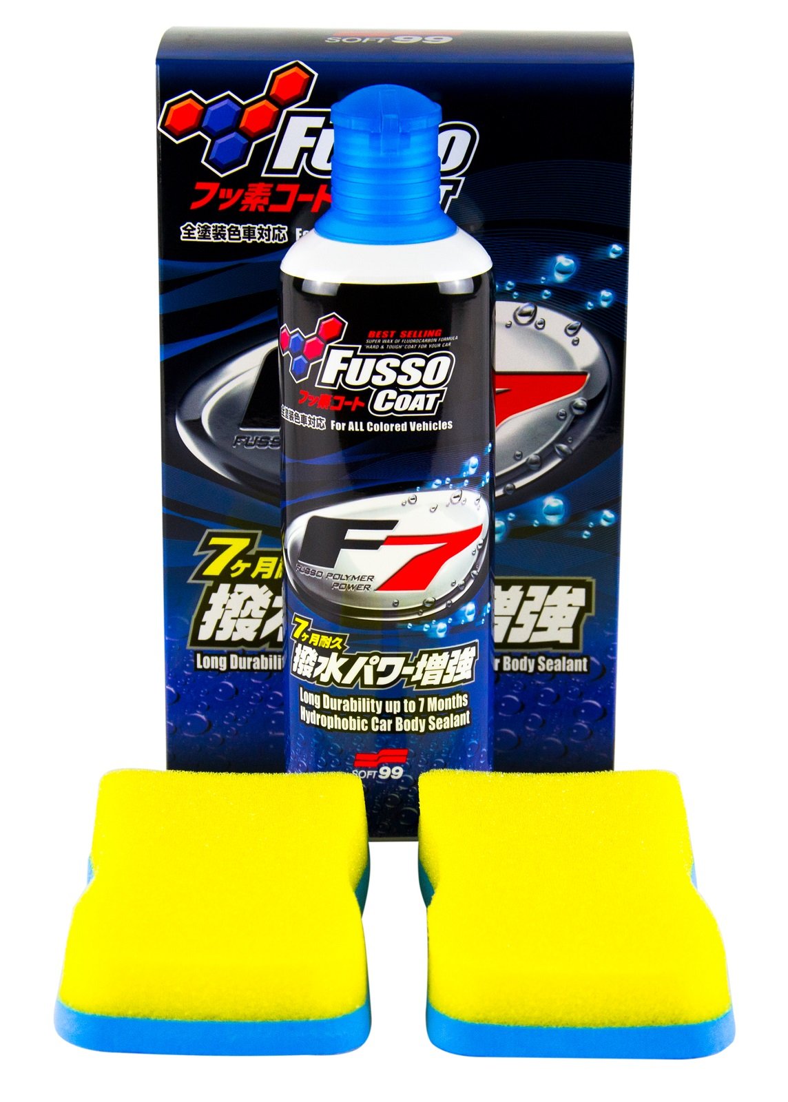 SOFT99 Fusso Coat F7 PTFE Car Wax – All Color Paint Protection | Hydrophobic Fluorine Polymer Coating Lasts Up to 7 Months | Easy Buff Off, Anti-Stain, Long-Lasting Shine | 300ml