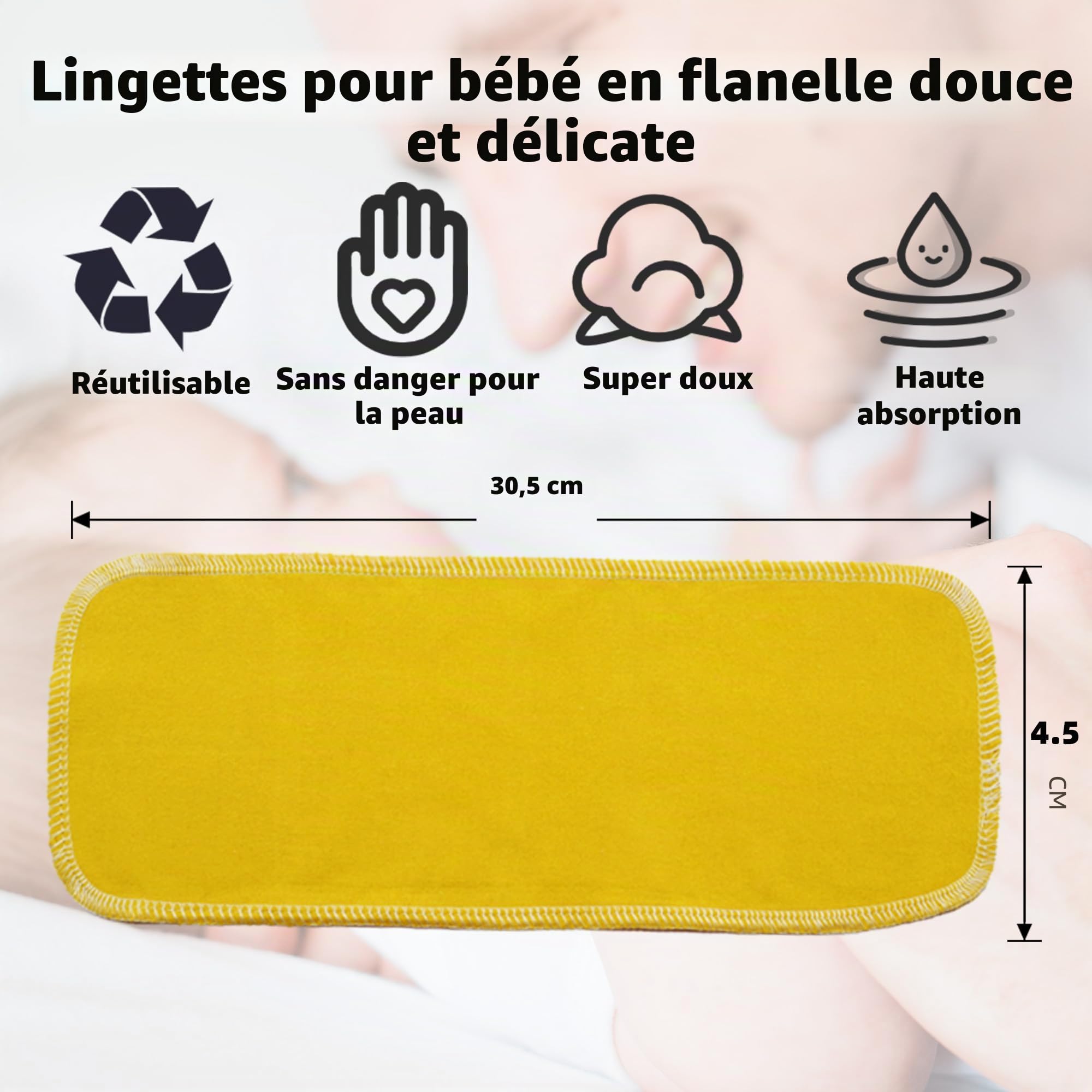 Lot de 60 rouleaux de papier toilette réutilisables et lavables pour bidet absorbants - Serviettes rerollables sans papier pour camping-car, sans gaspillage