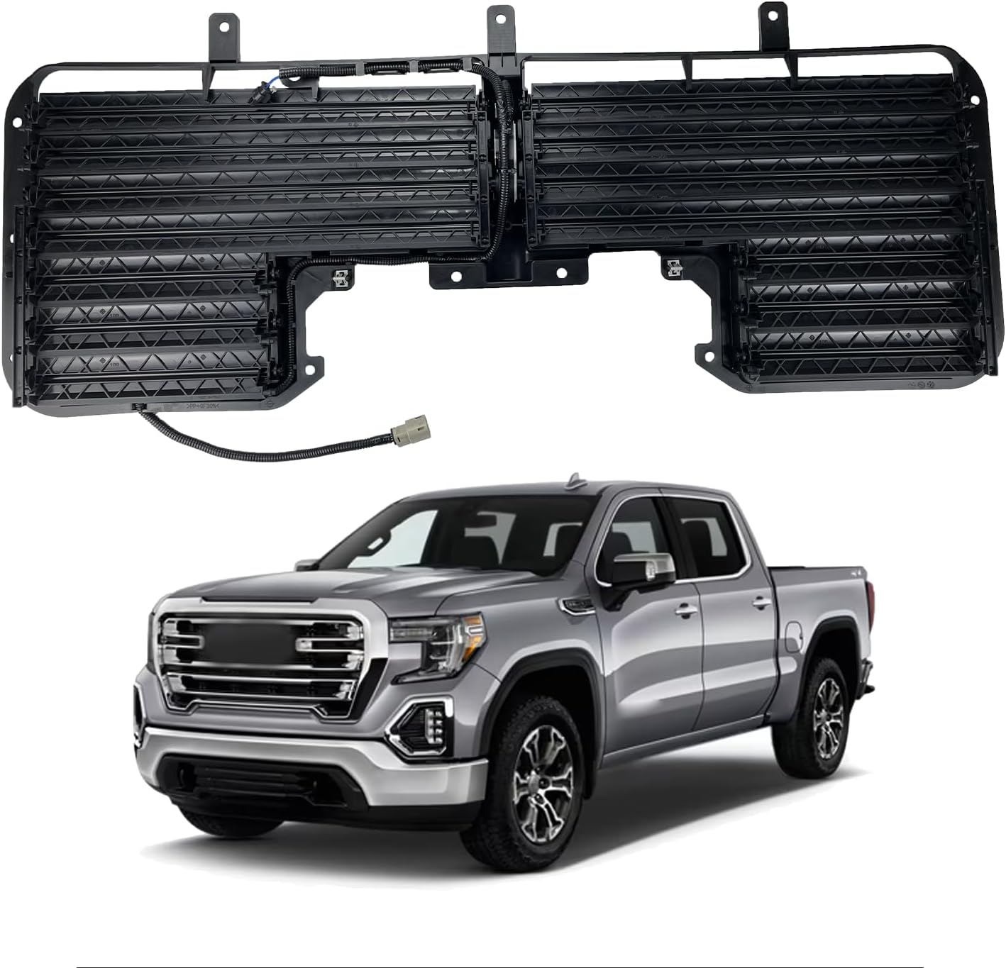 601-374 Radiator Shutter Assembly Compatible with Chevrolet Chevy Silverado 1500 GMC Sierra 1500 2017 2018 2019 Active Grille Shutter Replace# GM1206119, 23300225, 84363184