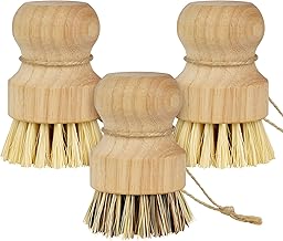 AUAUY 3 Pezzi Spazzola in Legno per Pentole, Kitchen Spazzola Piatti, Spazzola per Funghi in Legno per Lavare Piatti, Pentole, Verdur, Lavello da Cucina e Frutta