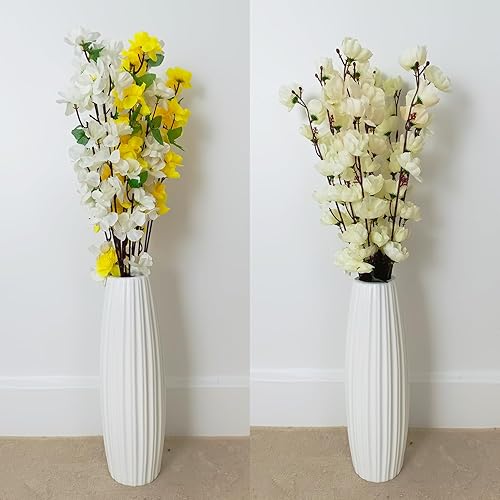 Miniatura 7 de Florero de cerámica blanca de 12 pulgadas de alto, florero blanco para decoración del hogar para hierba de las pampas, jarrones modernos con textura