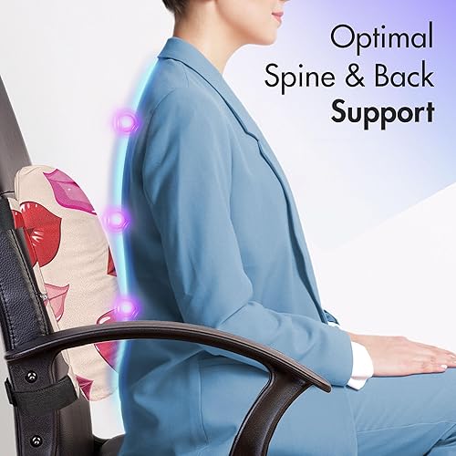 Miniatura 3 de Ambesonne Kiss - Almohada lumbar repetitiva con labios de mujer en tonos cálidos, cojín de respaldo suave para sillas de oficina con correas