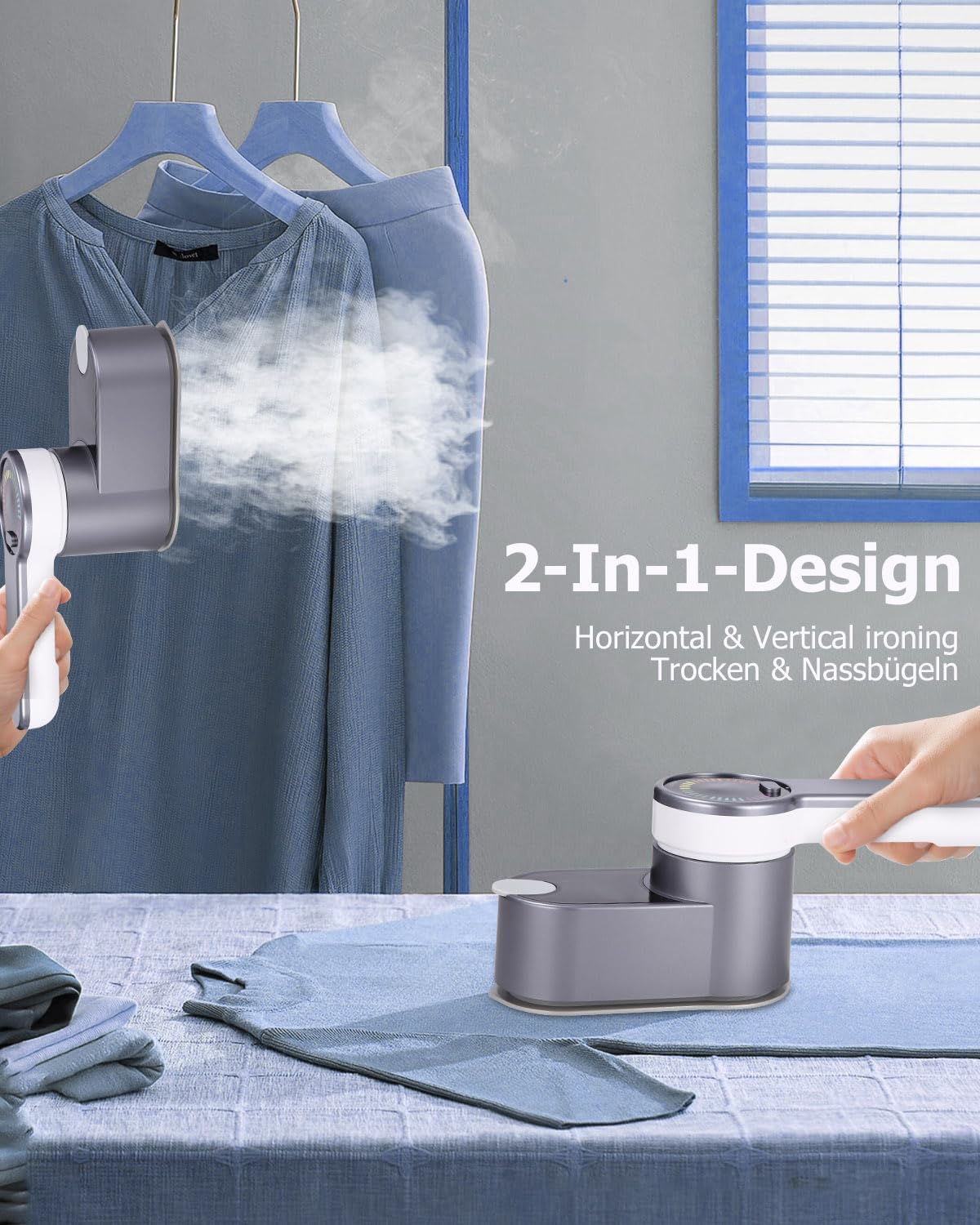 Reise Dampfglätter Reisebügeleisen 1200W Tragbare Steamer dampfglätter für Kleidung 2-in-1 Handheld dampfbügeleisen 5s schnelles Aufheizen Dampfleistung 25g/Min mit 120 ml Wassertank