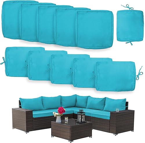 Miniatura 2 de ASJMR Fundas de cojín para exteriores de 11 piezas, fundas de cojín de repuesto para muebles de exterior, juego de muebles de patio, fundas de cojín