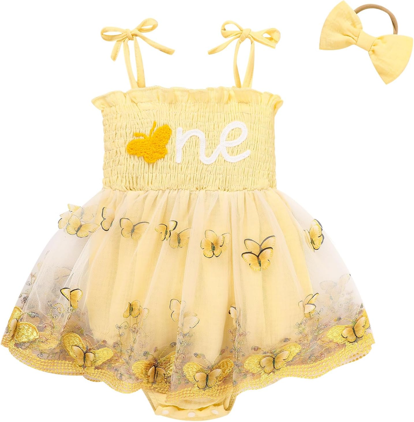 TITKKOP Baby Girl 1st Birthday Clothes One Year Old Tulle Romper Sleeveless Bodysuit Cake Smash Outfits