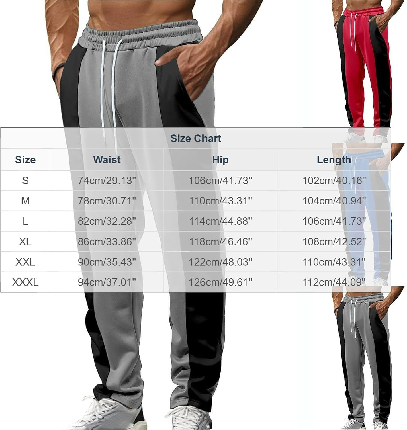 Men’s Color Block Sweatpants Loose Elastic Waist Jogger Pants | Drawstring Waist Casual Athletic Pants Straight Leg Outdoor Workout Gym Running Track Trouser for Daily Wear