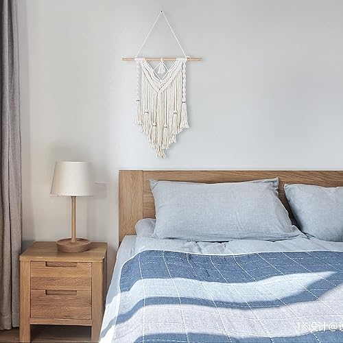 Miniatura 4 de Macramé colgante de pared hecho a mano, tejido bohemio, decoración para apartamento, dormitorio, habitación, galería, 17.7 x 23.4 pulgadas