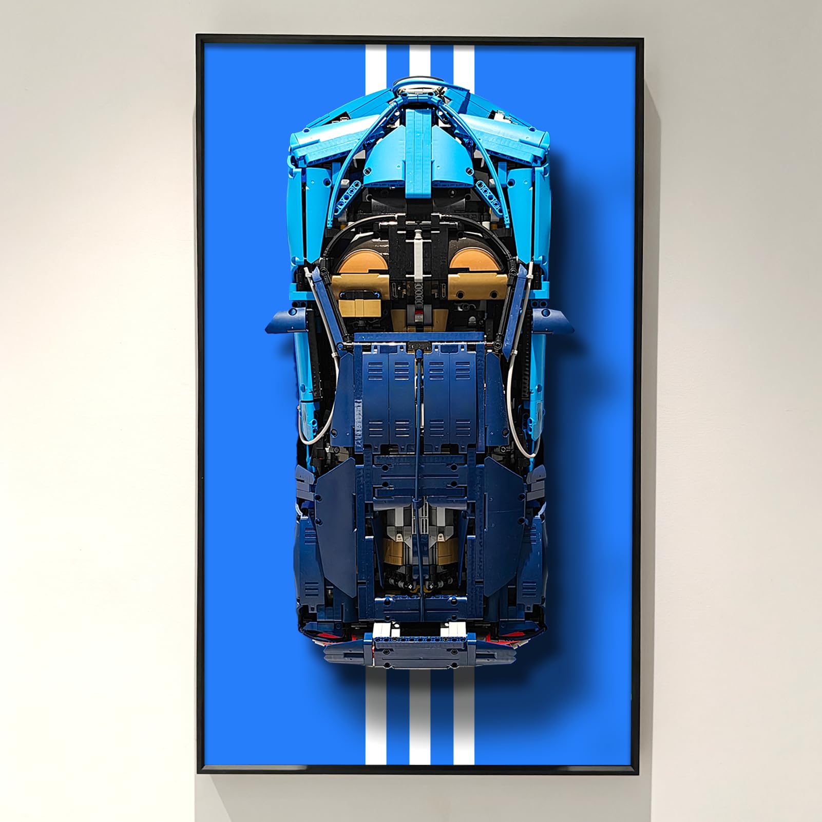 ICUANUTY Display Wall Plate Compatible with Lego Technic Bugatti Chiron 42083 Racing Car Wall Frame, Gift Ideas Compatible with Lego Car Wall Mount Display Frame Enthusiasts, Size: 75 x 45 cm