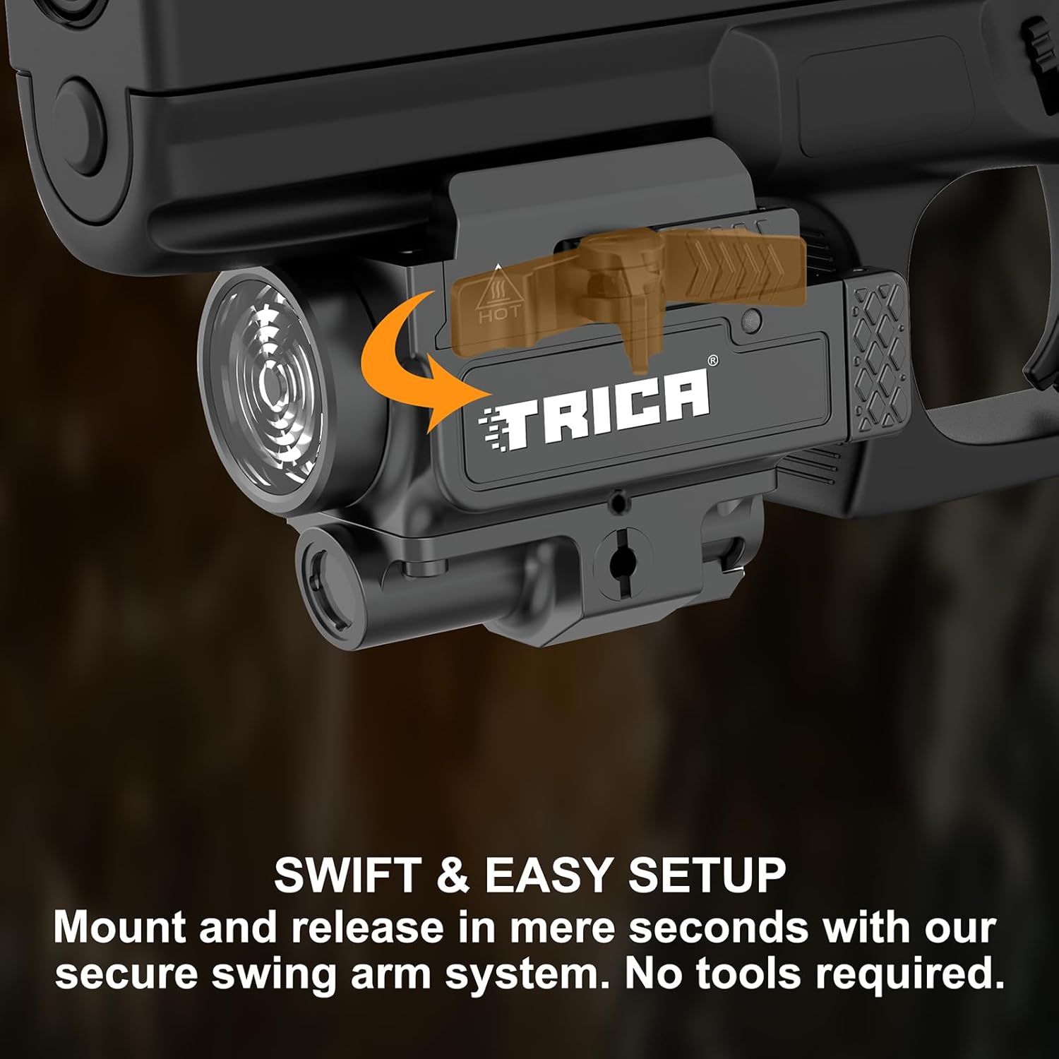 trica 800-Lumen Compact Pistol Light with Green Laser, Strobe & Quick Detach, USB Rechargeable, Compatible with GL or Picatinny Rail