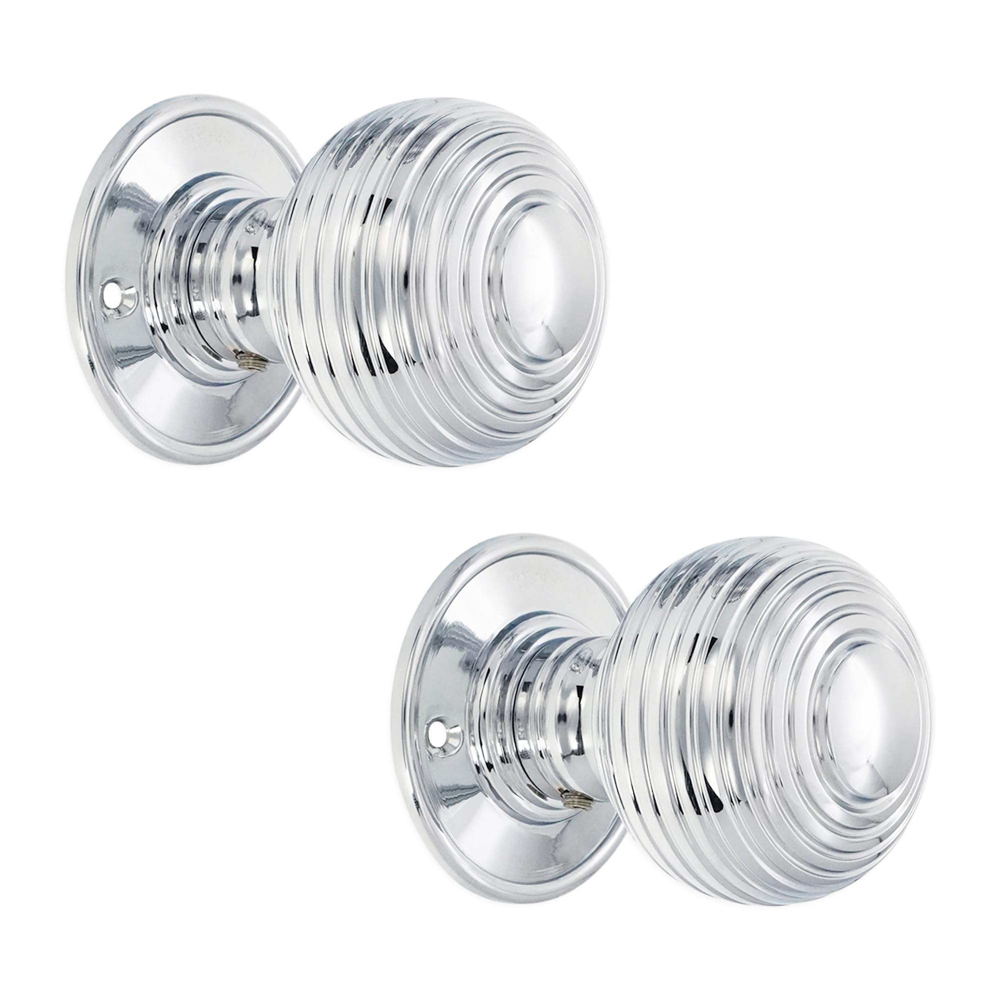 Poignées de porte à mortaise chrome poli Beehive pour sublimer votre salon