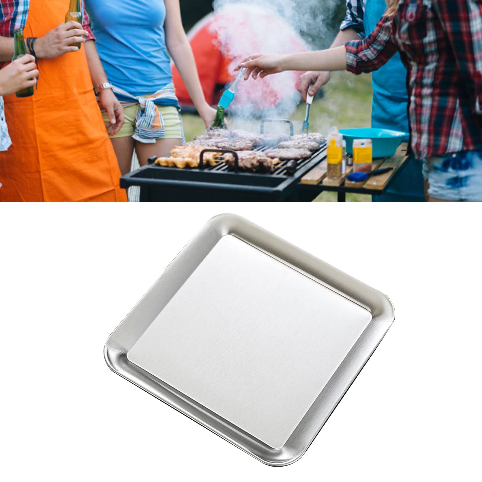 2 Plateaux De Service En Inox Rectangulaires - 26,5x15,5 Cm, Pour Restaurant, Maison, Apéritifs - 7