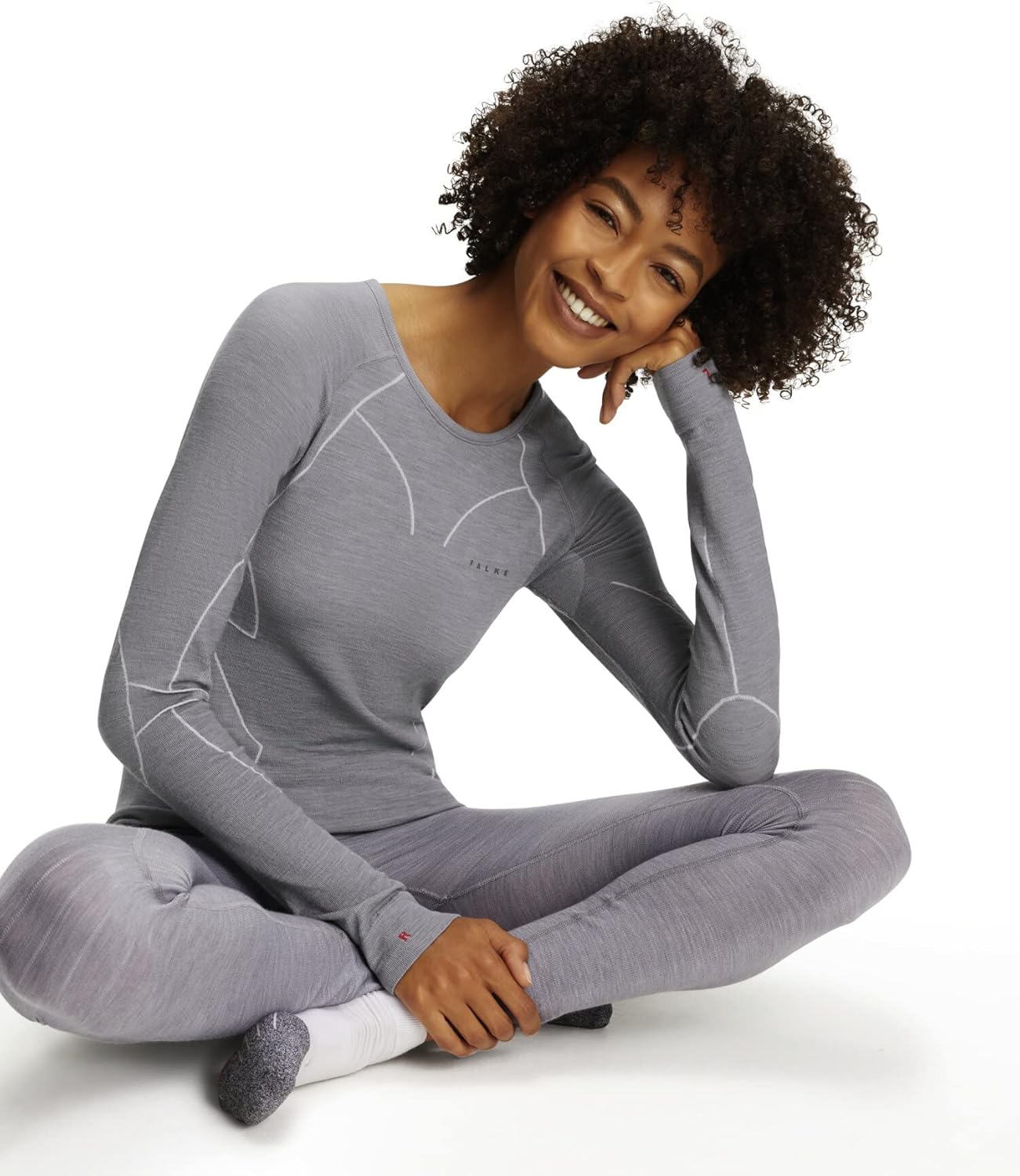 Falke Women Standard ESS Sport Wool Tech Long Sleeve, Grey (Grey-Heather 3757), S - Image 7