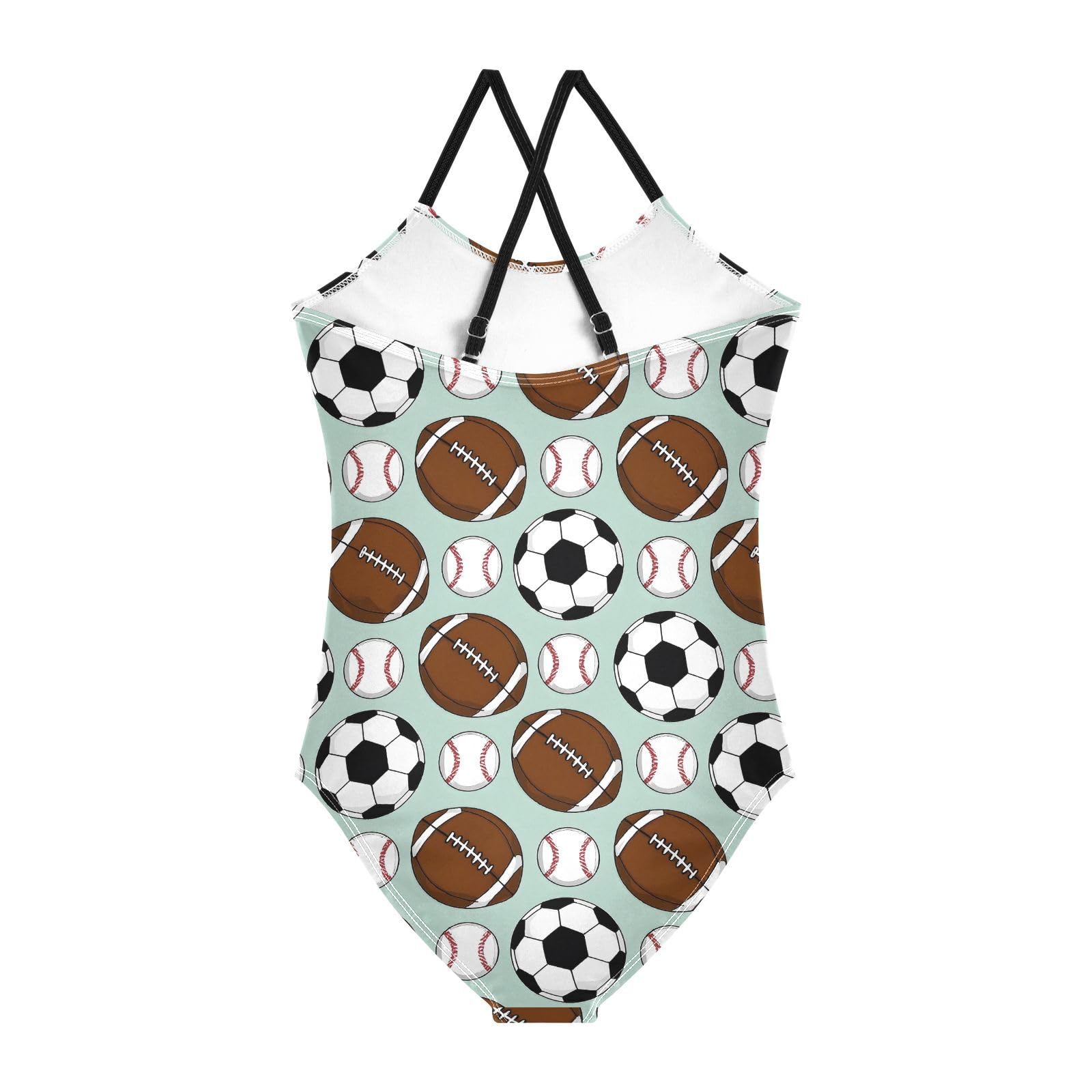 ALAZA Cute Rugby Football Baseball Girls Swimsuit Bathing Suit Beach Swimwear One Piece 9-10T Multicolor