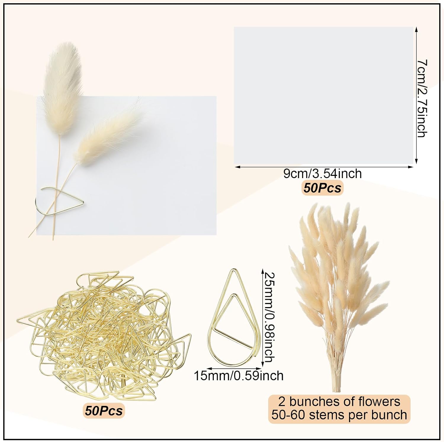 Retrowavy 50 Pack Place Cards Pampas Grass Clips Printable Wedding Boho