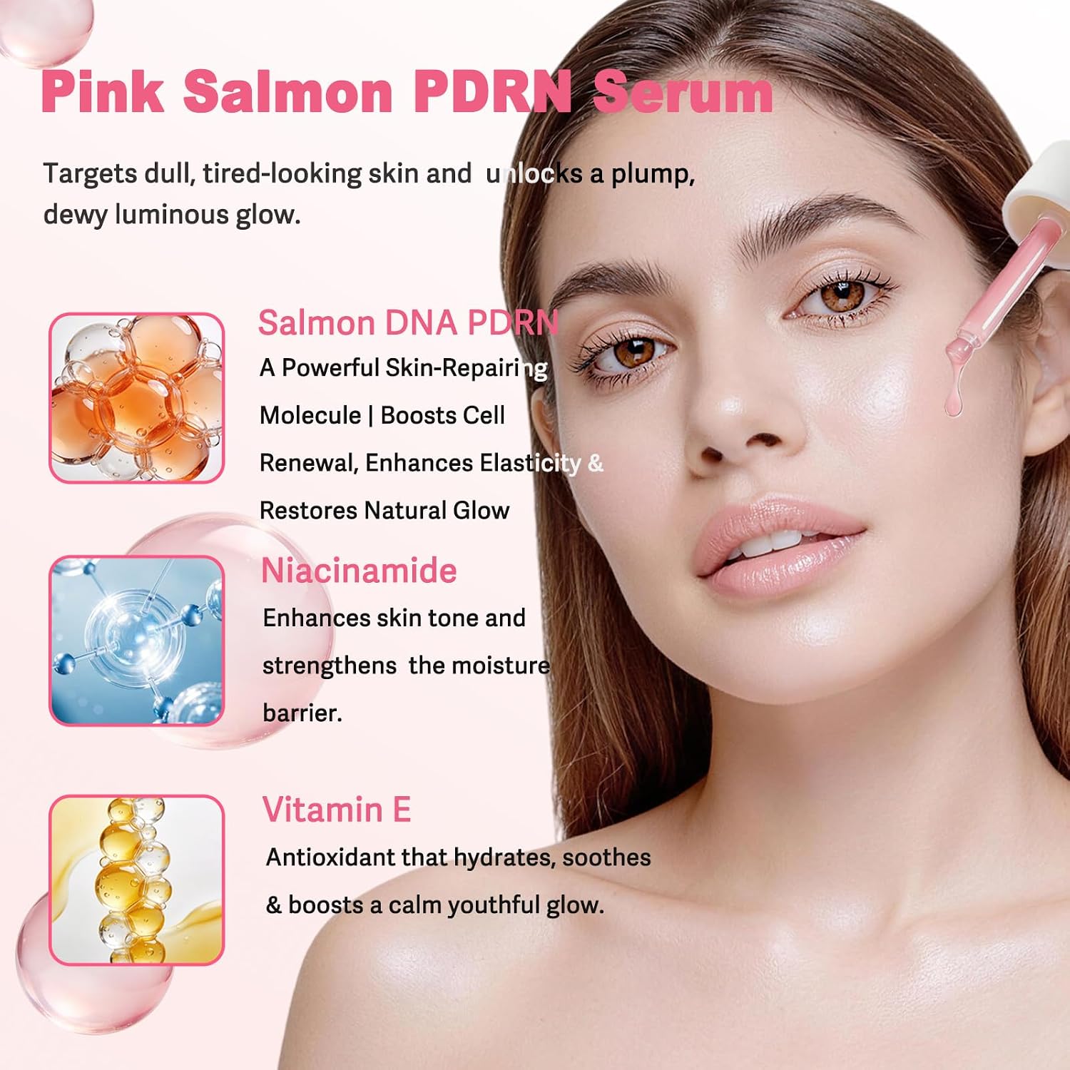 PDRN Pink Collagen Multi Balm Stick & PDRN Caffeine Hydrogel Eye Patches & PDRN Pink Peptide Serum with Salmon, Daily Skincare Bundle for Hydrating Nourishing