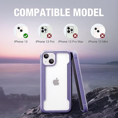 Miniatura 2 de Raptic Shield para iPhone 1314, funda transparente a prueba de golpes, prueba de caídas militares de 10 pies, marco de aluminio duradero,