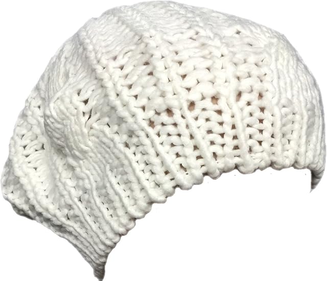 Boolavard Lady Winter Warm Knitted Crochet Slouch Baggy Beret Beanie Hat Cap Cream