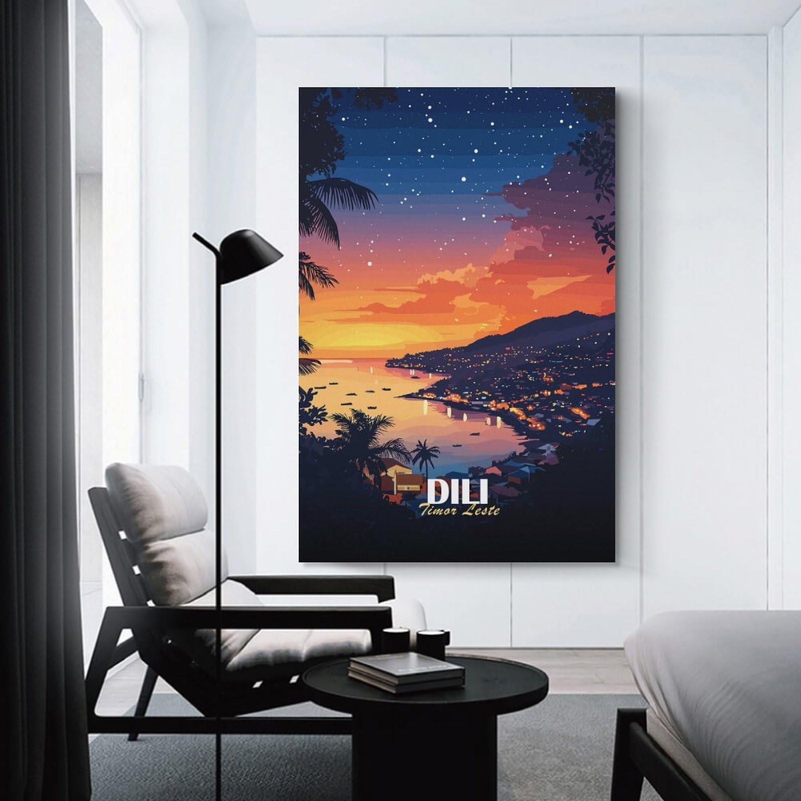 Junmoney Dili, Timor Leste at Sunset Room Decor Wall Art 08x12inch(20x30cm), for Entrance Spaces, Stair Walls Or Halls, A Neat Decor Update for Hallways