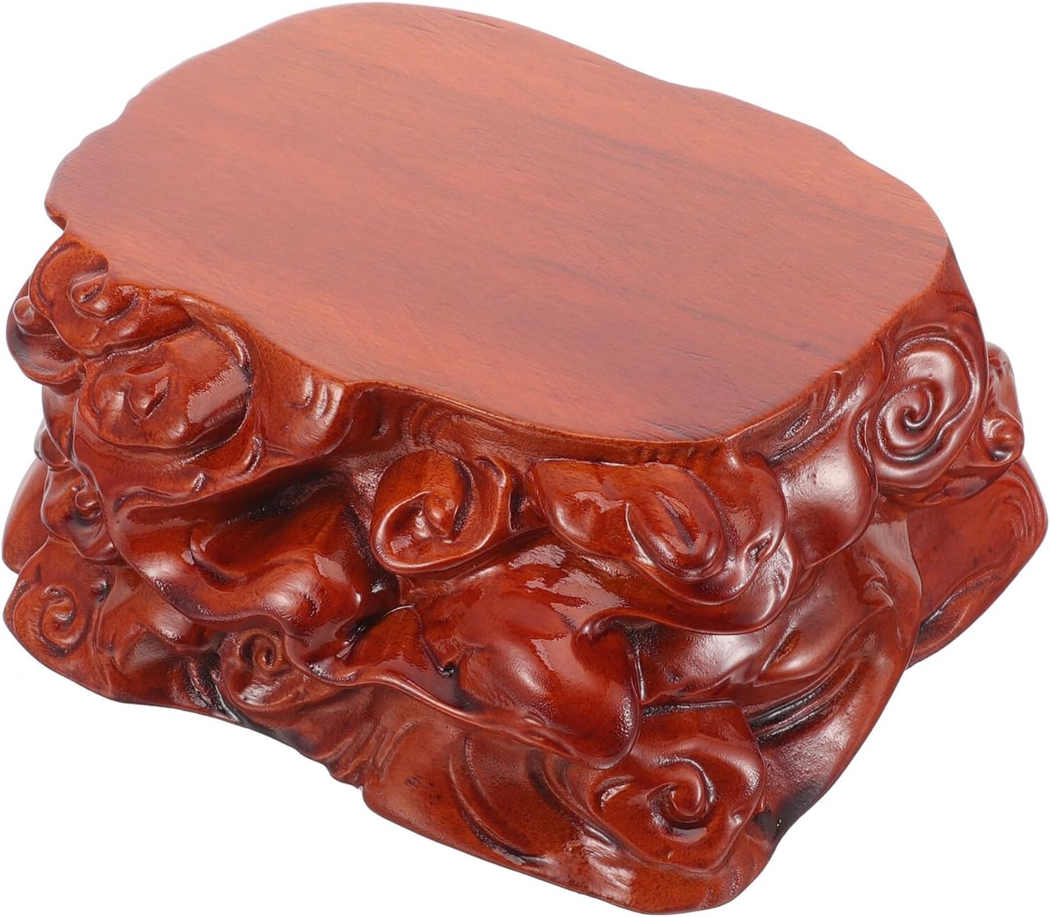 BESPORTBLE Wooden Vase Display Stand Carved Stone Base Small Decorative Wooden Pedestal for Crafts and Plant Pots Home Décor Display Riser