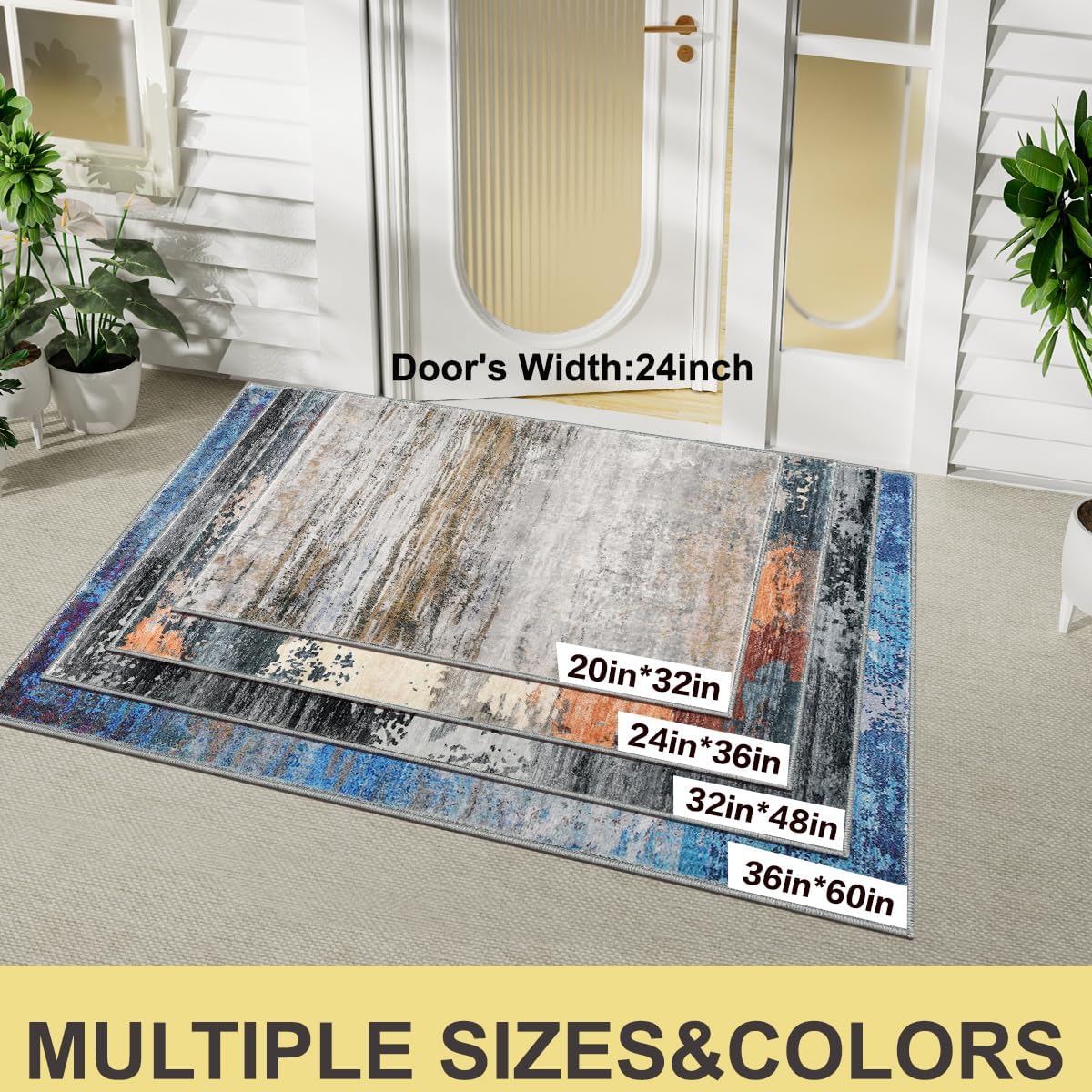 COMSLE Door Mat Soft Absorbent Indoor Front Entryway Rug Machine Washable Entrance Mats for Muddy Paws for Muddy Paws Non Slip Throw Rugs 20" x 32" Doormat for Inside Foyer Bedroom - Yellow - Image 7