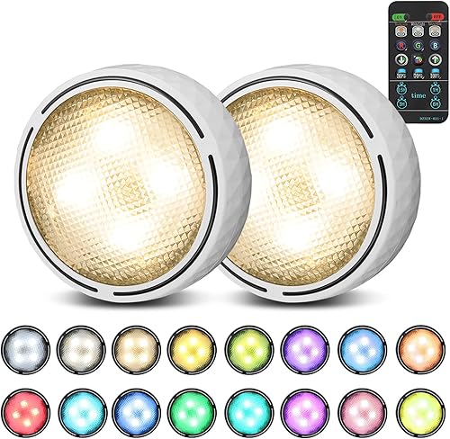 Miniatura 7 de Onumii Luces LED de disco que funcionan con pilas, iluminación LED para debajo del gabinete, luces inalámbricas con control remoto, función de