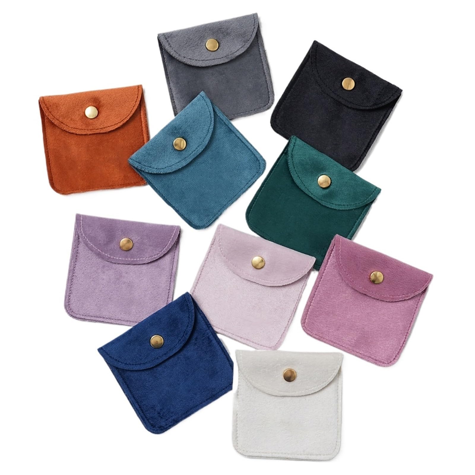 WEOKDFHA Jewelry Storage Bag 10Pcs Velvet Jewellery Packaging Pouch Snap Button Bag Rings Earrings Bracelet Necklace Wedding Party Pouches(Mix colors)