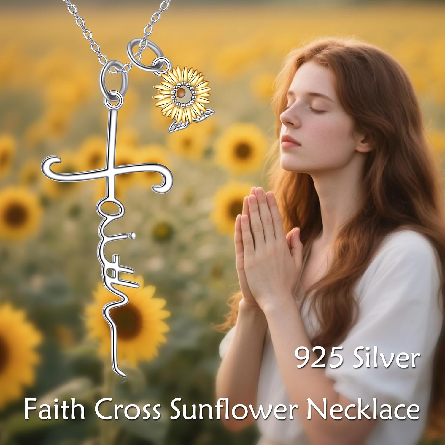 Faith Cross Necklace For Women Birthstone Sterling Silver with Simulated Birthstone Cross Jewelry Christian Gifts - Image 9