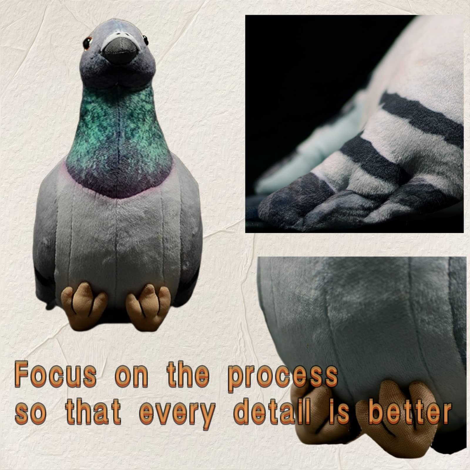 lilizzhoumax Pigeon Plush 9inch Cute Rock Dove Realistic pigeon toy Stuffed Animal Wild Bird Plush Super Soft Home Decoration Animal Toys Gift for Kids Boys Girls Easter Christmas - Image 3