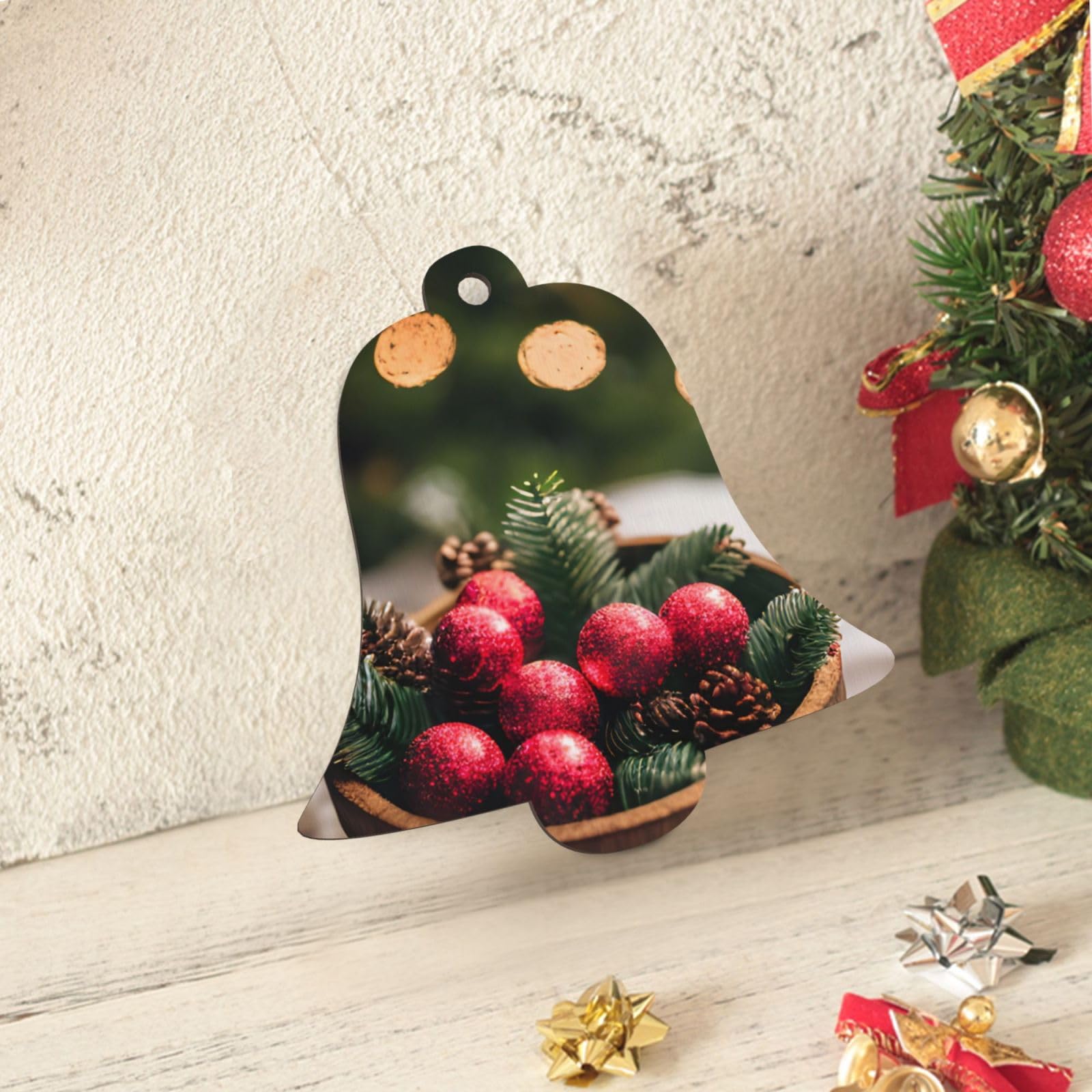 Crafts Pendentif – Ensemble de décorations en bois pour sapin de Noël, ange, bonhomme de neige, cloche à suspendre pour la maison, arbre de Noël neige