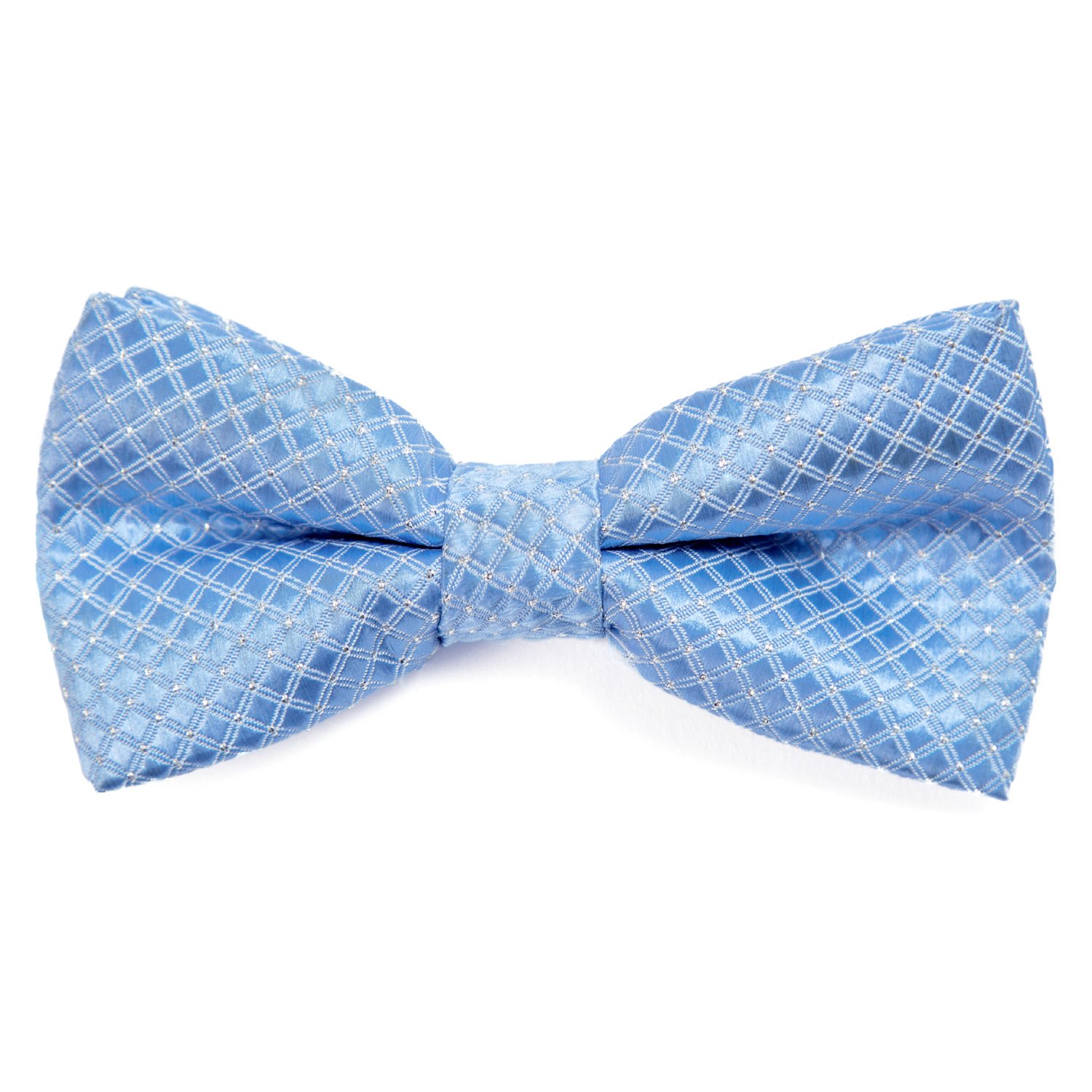 DonDon pajarita noble para niños chico - combinada y ajustable 9x 4,5 cm - de color azul - brillada con argénteo puntos