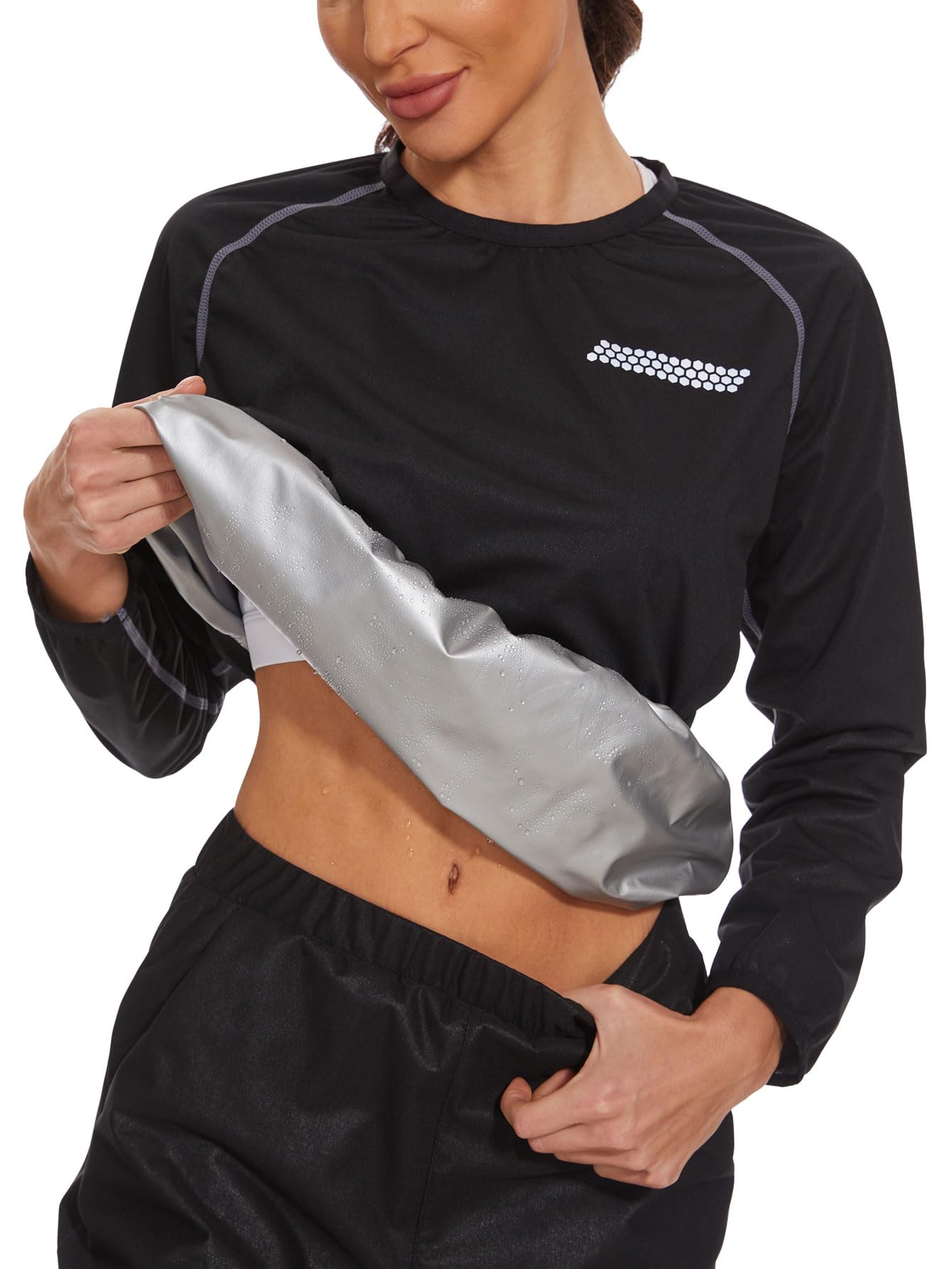 SEXYWG Sauna Suit for Women Long Sleeve Sauna Jackets Sweating Workout Jacket Sweat Top Shaper Slimming for Gym Exercises