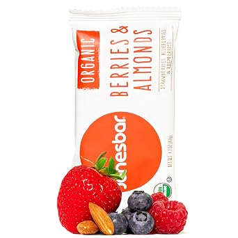 JONESBAR Organic Plant Based Protein Bars | Fruit & Nut Bar, Kosher, Gluten Free, Breakfast Bars, School Snacks, Vegan Snack & Healthy Snacks for Adults and Kids 1 Bar 1 Count Pack of 1, Berries & Almonds