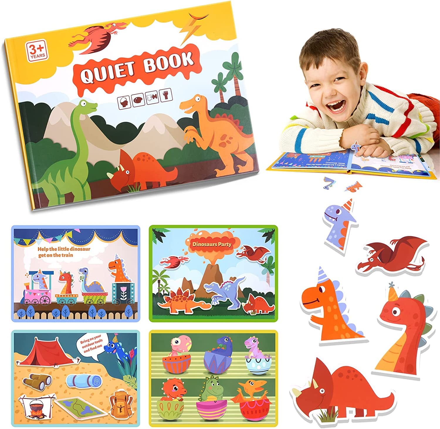 Kidology Montessori Quiet Book for Toddlers | Montessori Busy Book for Kids to Develop Learning Skills | Preschool Educational Travel Toy for Boys and Girls Sensory Book for Kids (Dinosaur Design2) (B0BNC2PD2J) Amazon Price History, Amazon Price Tracker