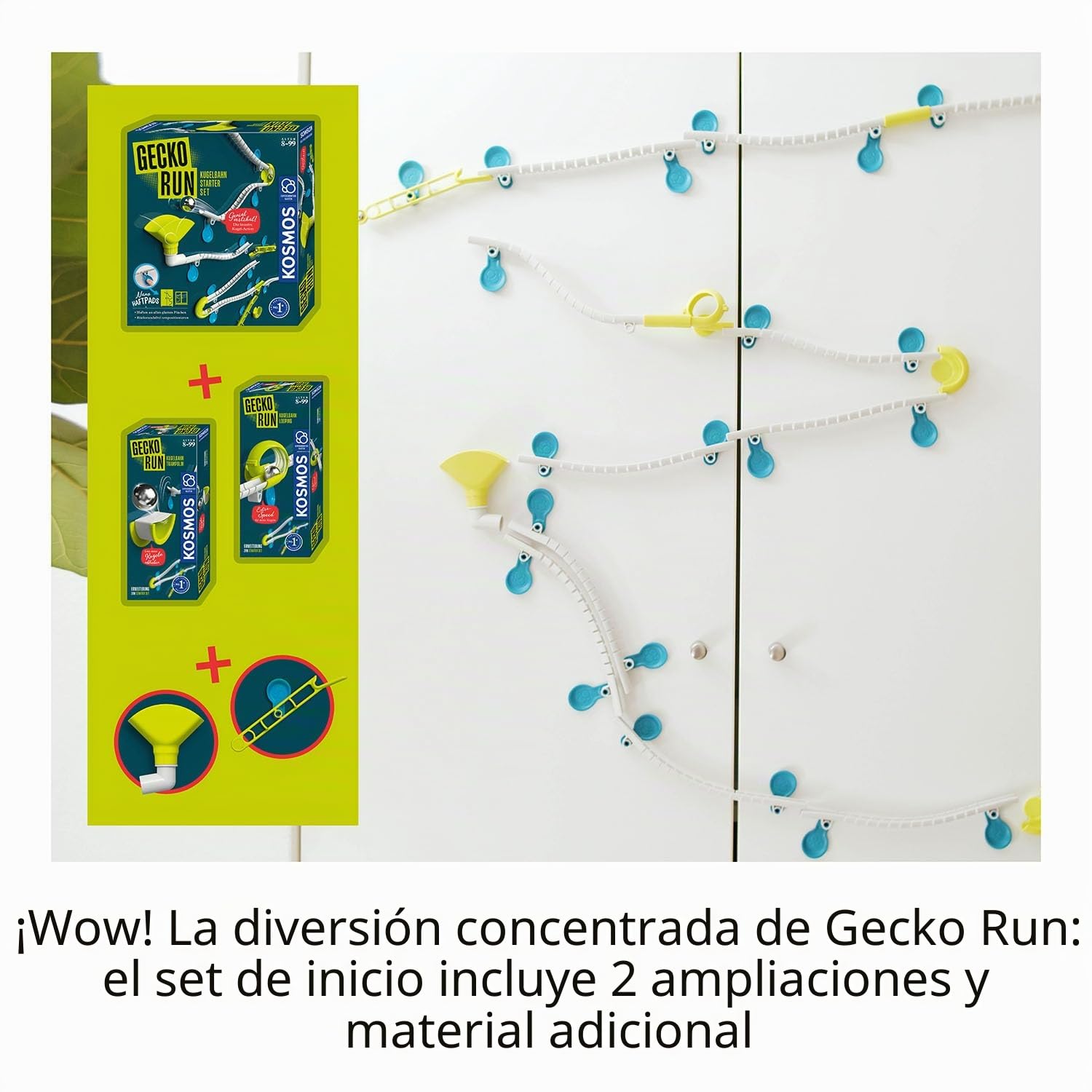 KOSMOS Gecko Run 621209 Big Pack, Big Box, paquete de ventaja, pista de bolas extensible para niños, pista de bolas vertical, canicas, juguetes educativos y juguetes de construcción a partir de 8 años