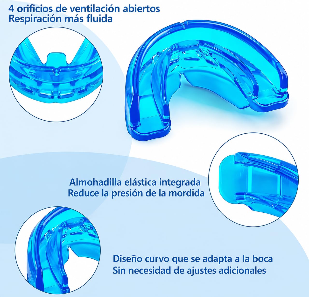 Dispositivo Anti Ronquidos, Férula Antironquidos para Dormir, Listo para usar, Dispositivo de Avance Mandibular - Reutilizable, Ayuda a Reducir los Ronquidos, ideal para el uso Nocturno - Azul