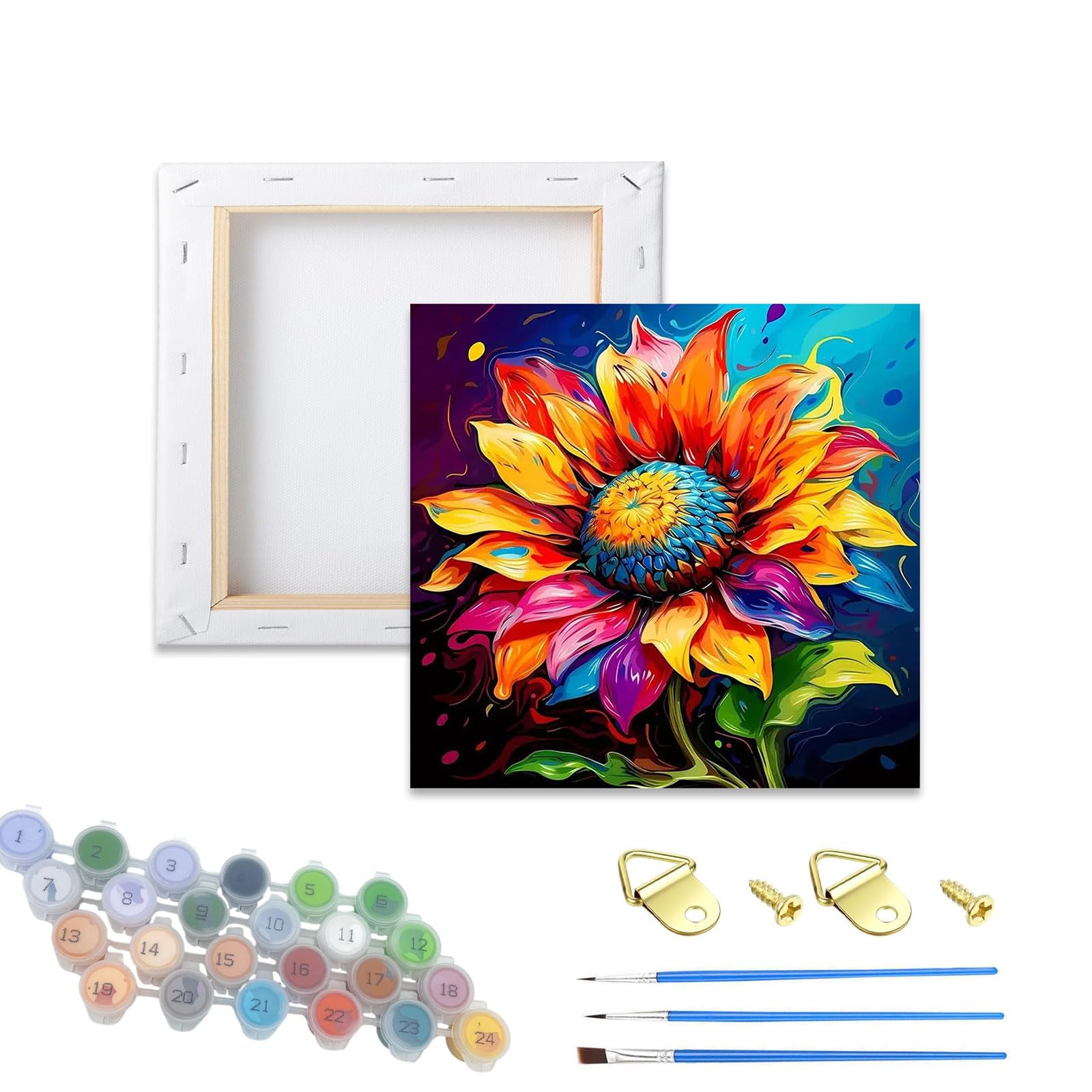 WUJIEJ Paint by Numbers Kit for Adults,DIY Flower Painting Kits on Canvas, Sunflower Color by Numbers,Framed Large Adult Paint by Number for Gifts,Home Wall Decor (Sunflower, Framed)
