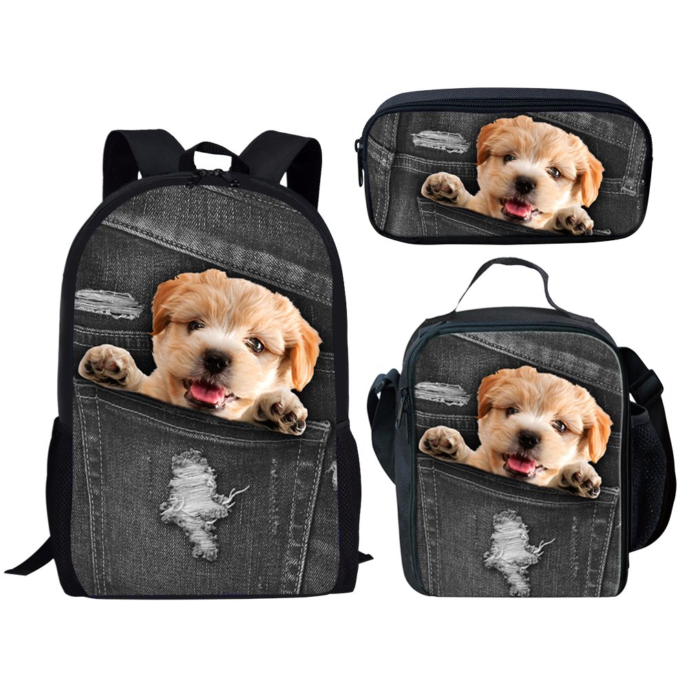 HUGSIDEA Dog Pattern Backpack - Cute Golden Retriever Print, Laptop Compartment, Lightweight School Bag For Kids - View #12