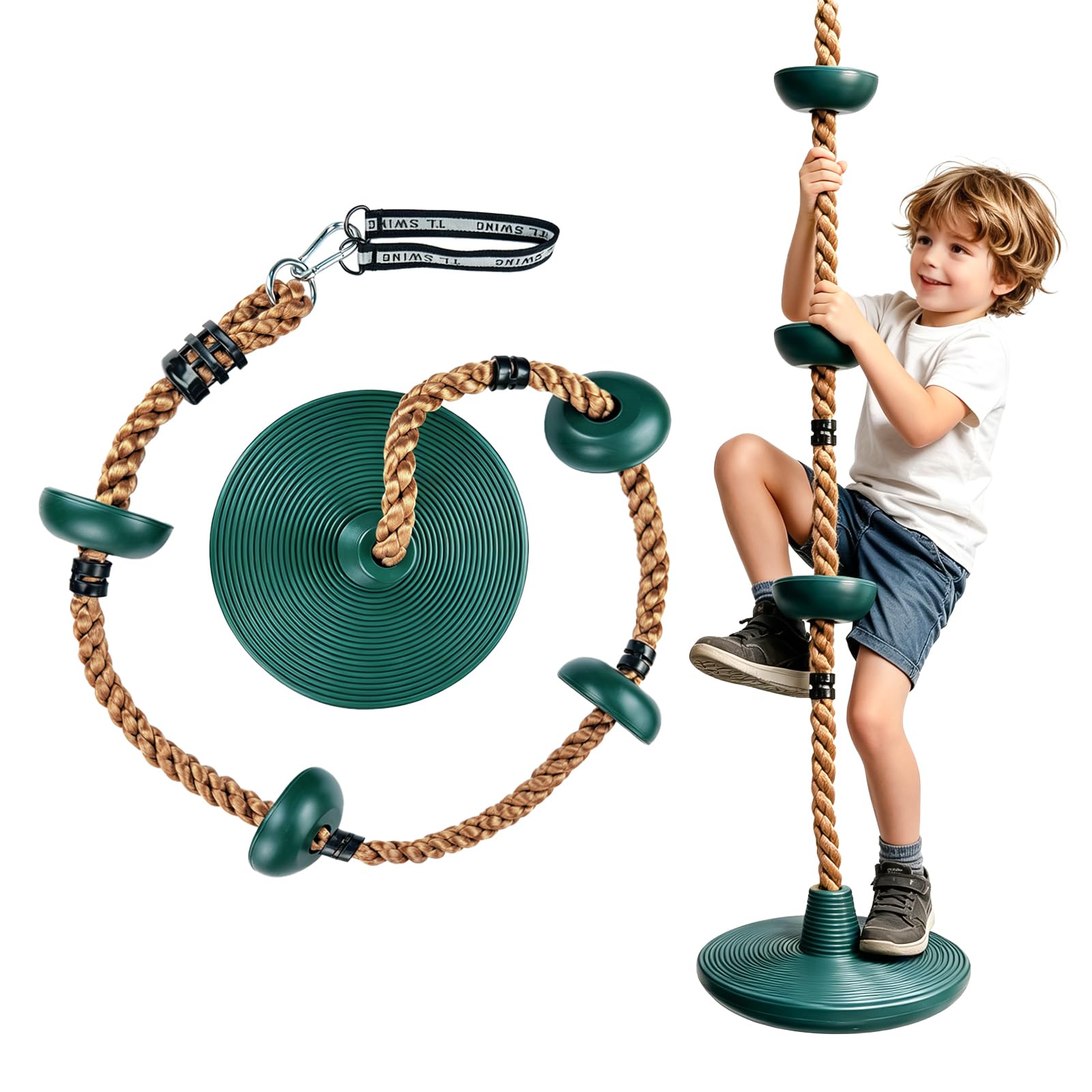 Corde d'escalade Balancoire, Balançoire Extérieur Intérieur pour Enfants avec Plateforme et Corde Réglable Charge Maximale: 200 kg pour Jardin Parcs et Terrains de Jeux