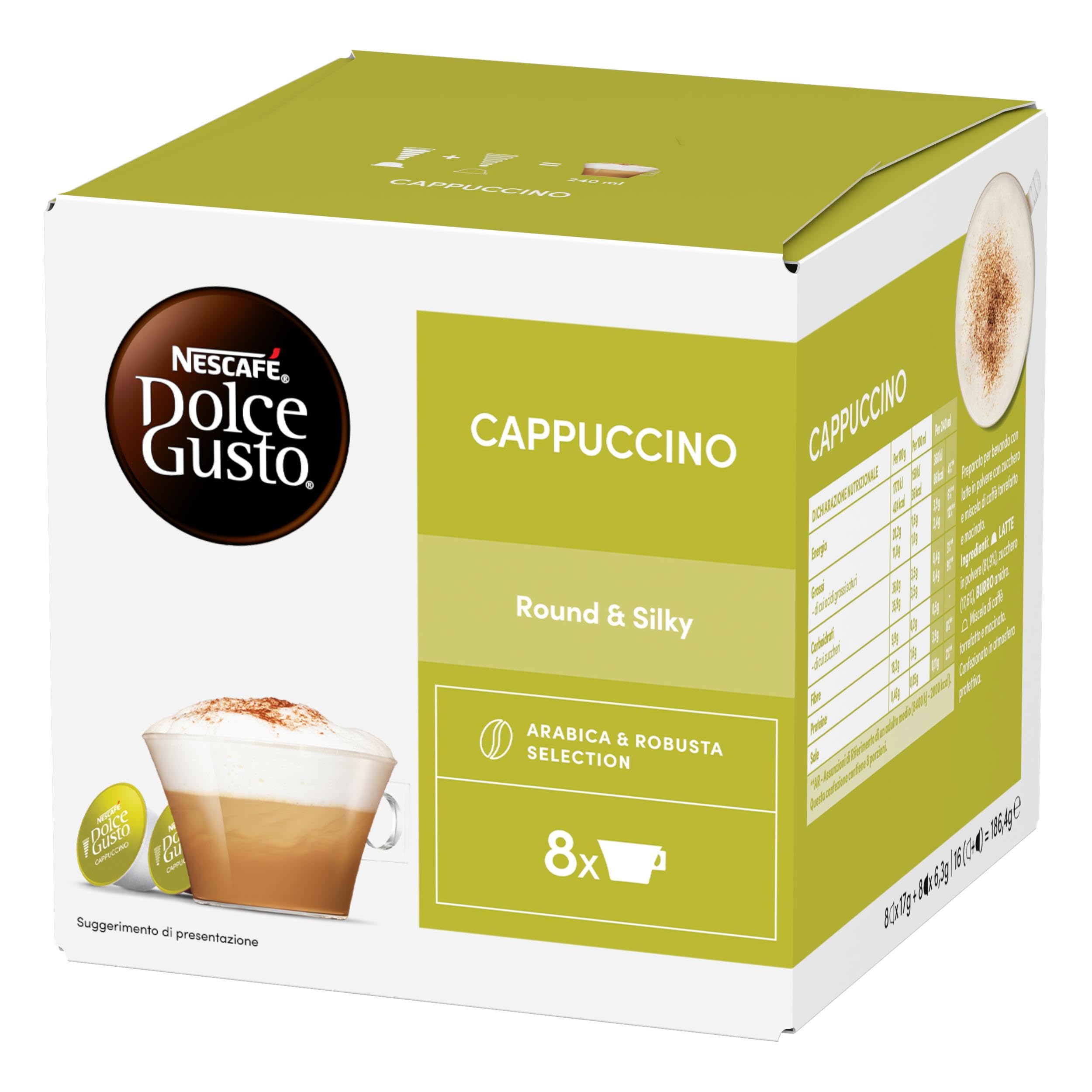 NESCAFÉ DOLCE GUSTO Cappuccino Latte e Caffè, 6 Confezioni da 16 Capsule (96 Capsule Compatibili Nescafé Dolce Gusto)